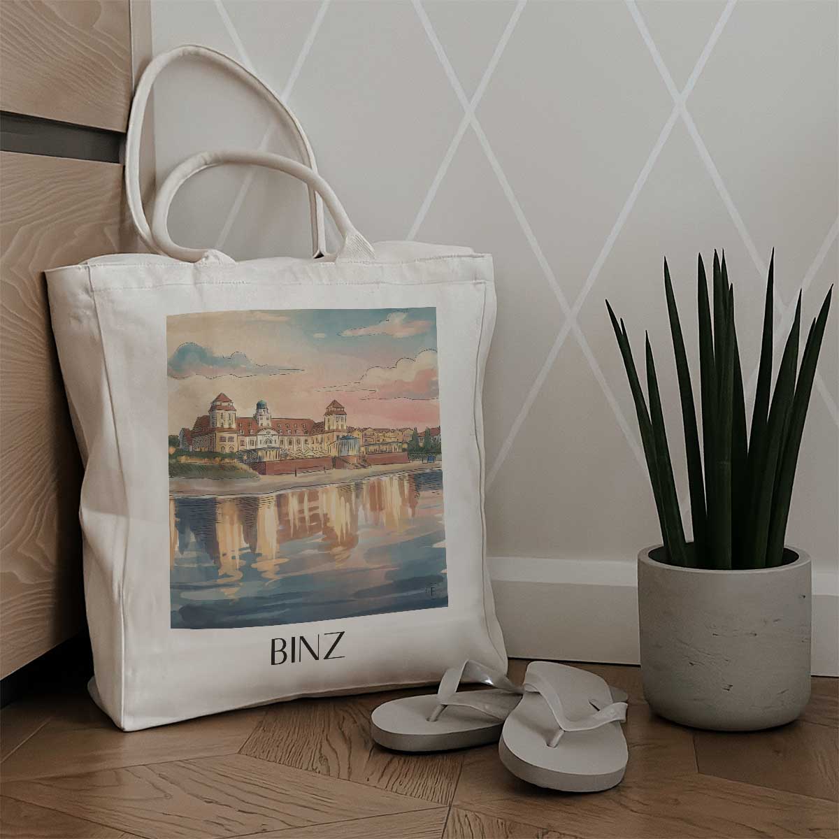 binz-rügen-deutschland-einkaufstasche-aquarell