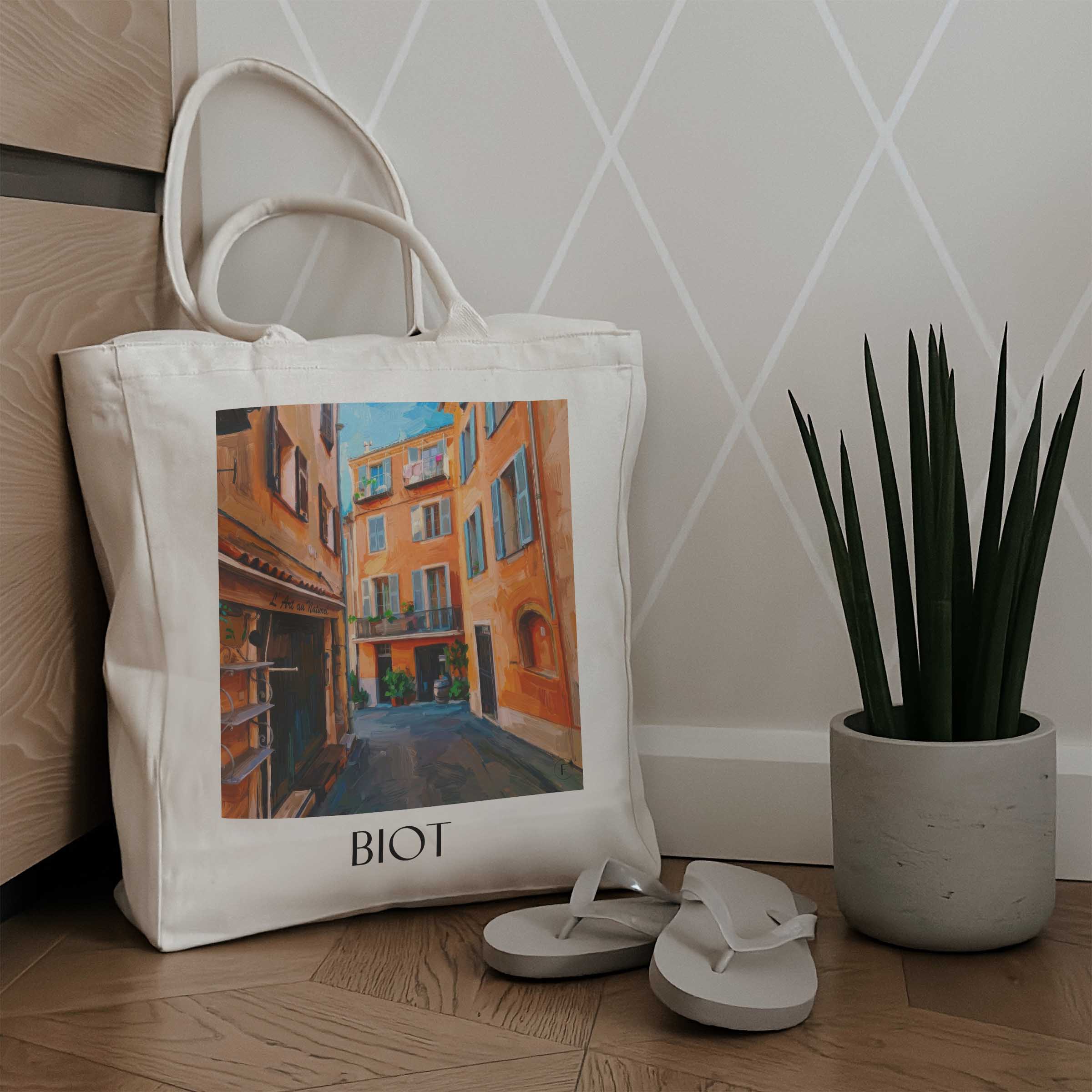 biot--côte-d´azur-frankreich-einkaufstasche-oil-painting-oelgemaelde