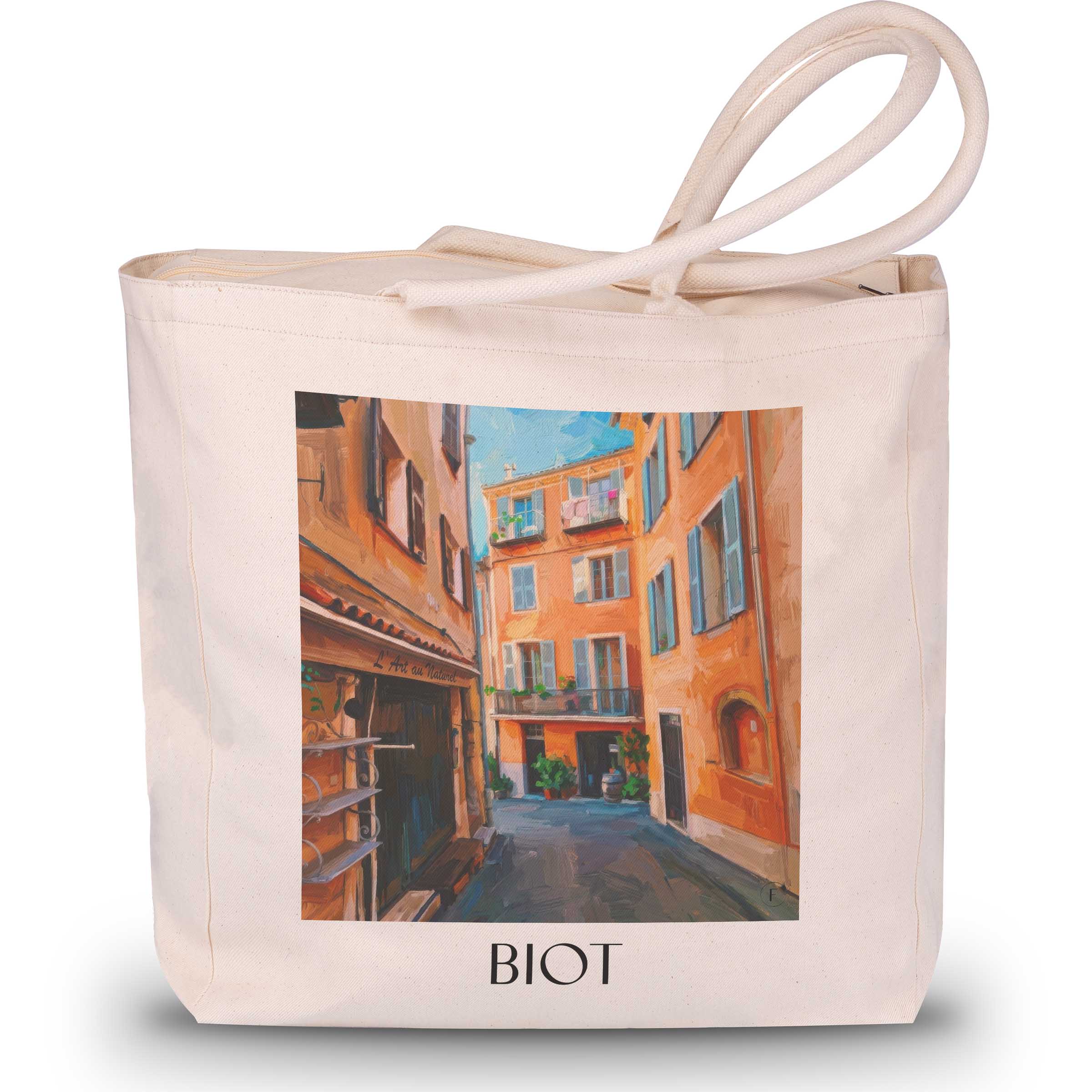 Biot Shopping Tasche - Côte d´Azur - Frankreich Tote Bag - Einkaufstasche im Ölgemälde Stil - favplace