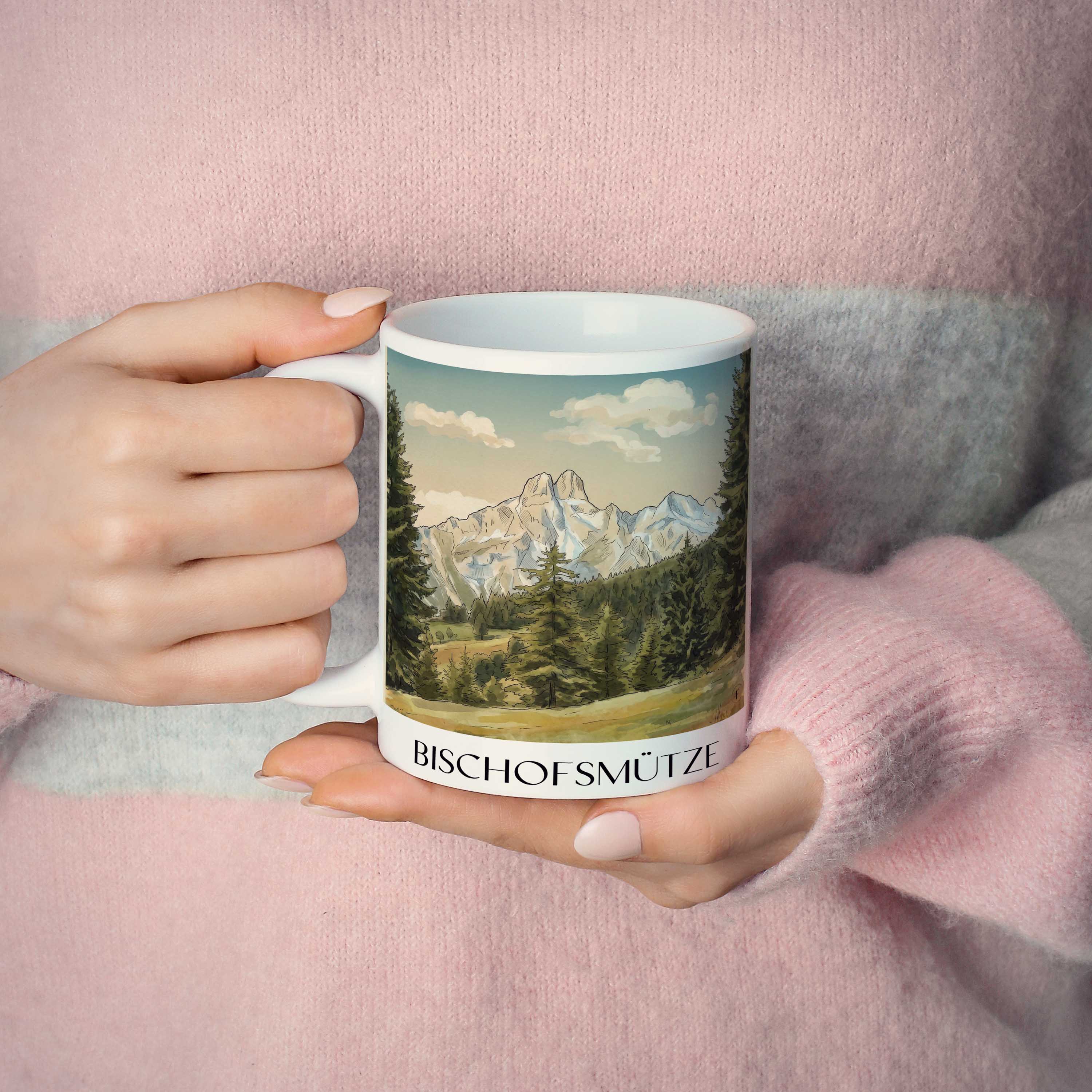 bischofsmütze-dachsteingebirge-österreich-kaffeebecher-aquarell