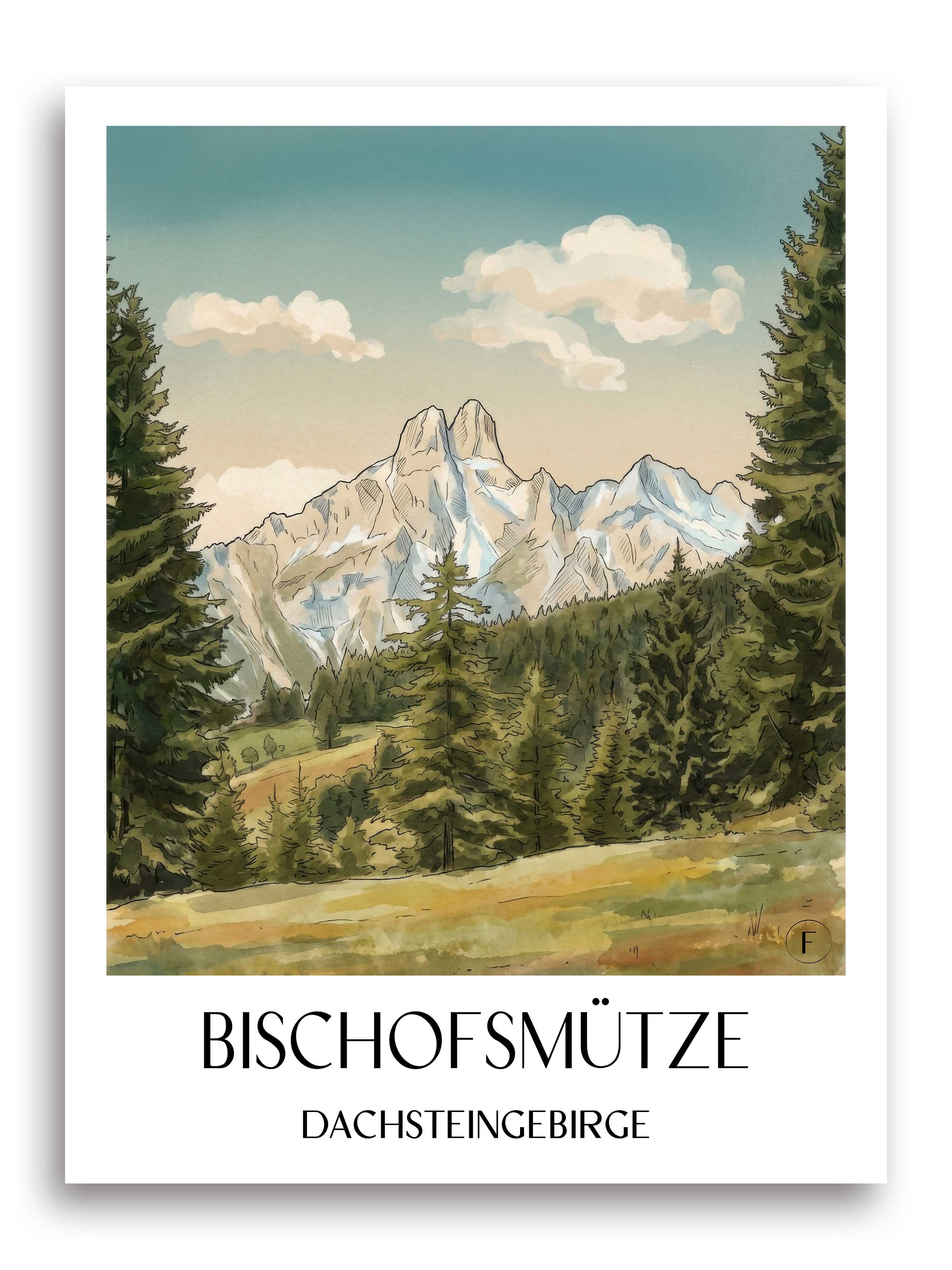 bischofsmütze-dachsteingebirge-österreich-poster-aquarell