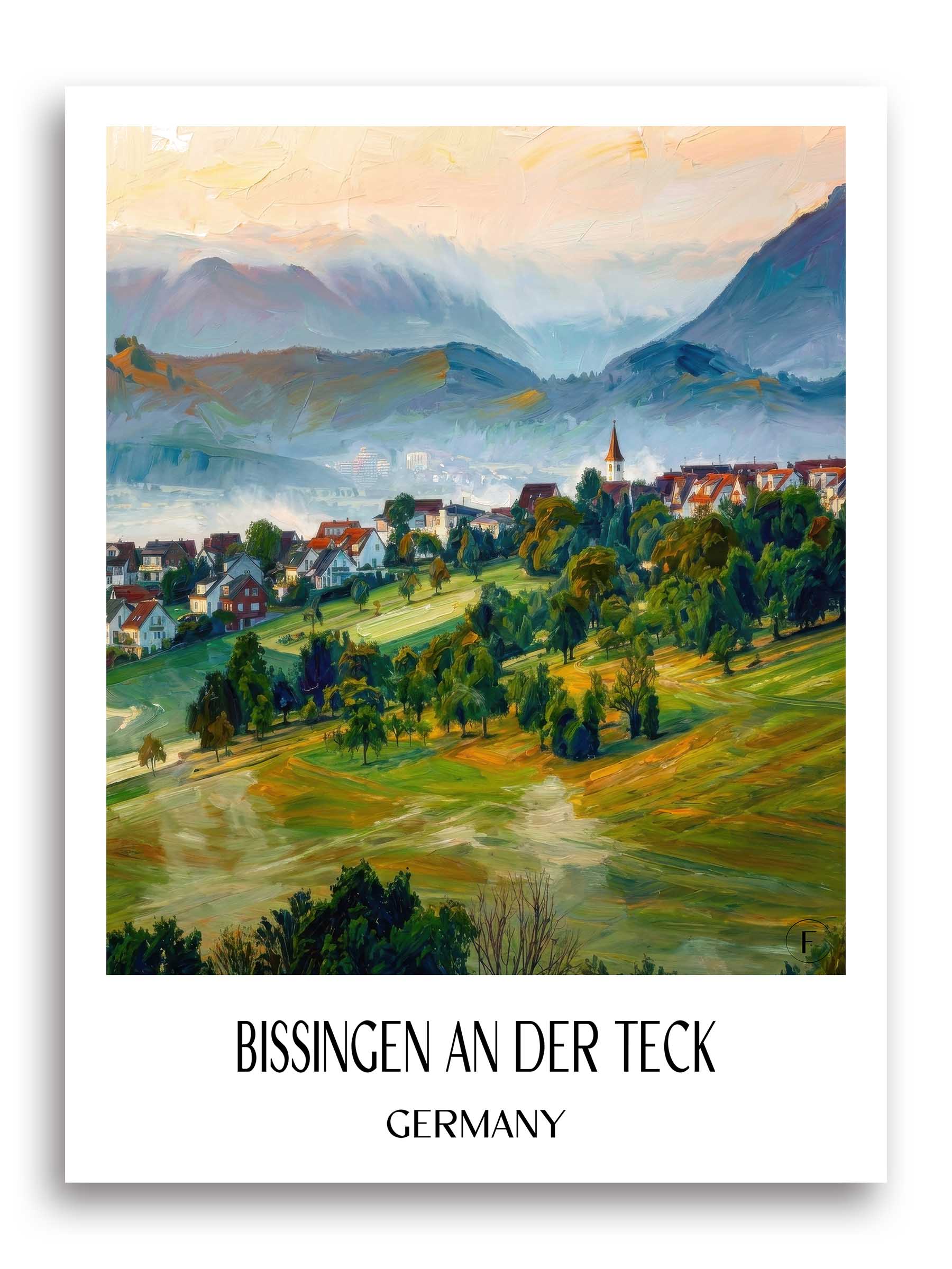 Bissingen an der Teck Poster - - Deutschland Kunstdruck - Ölgemälde von A4 bis A1 - favplace