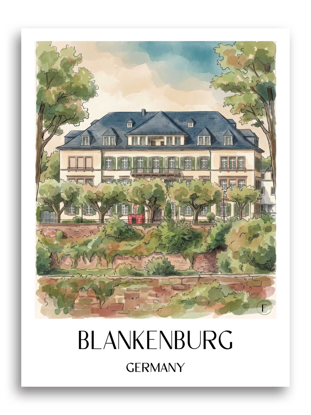 Blankenburg Poster - Harz - Deutschland Kunstdruck - Aquarell von A4 bis A1 - favplace
