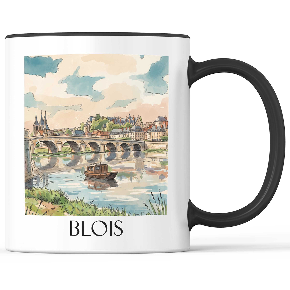 Blois Kaffeebecher - Val de Loire - Frankreich Becher - Kaffeetasse im Aquarell Stil - favplace