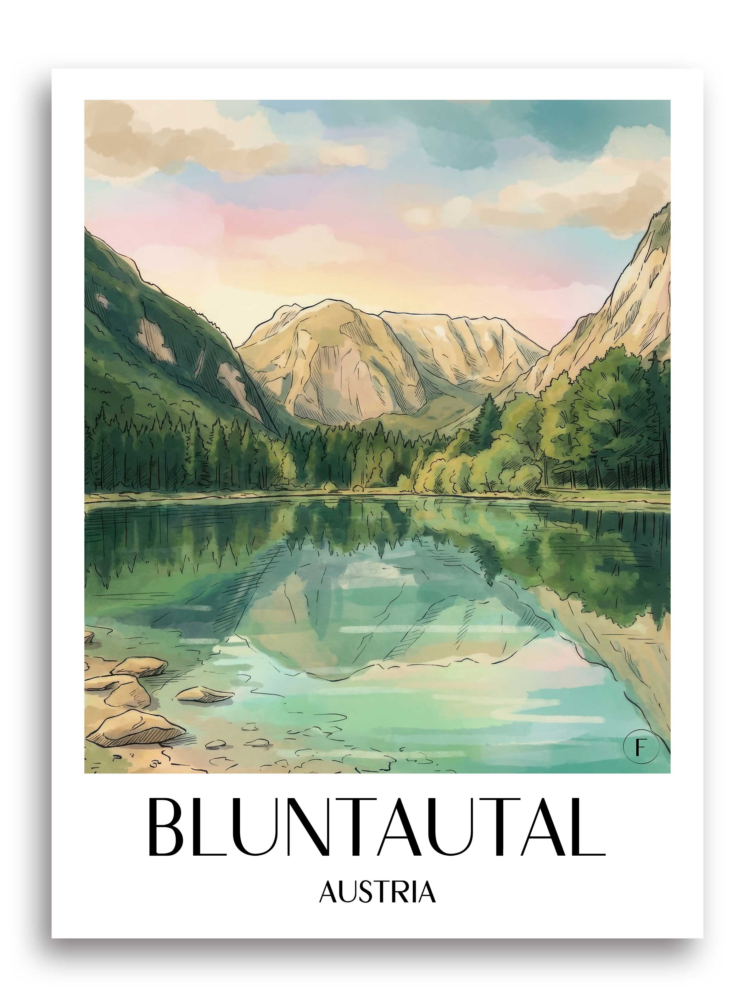 Bluntautal Poster - Österreich - Österreich Kunstdruck - Aquarell von A4 bis A1 - favplace