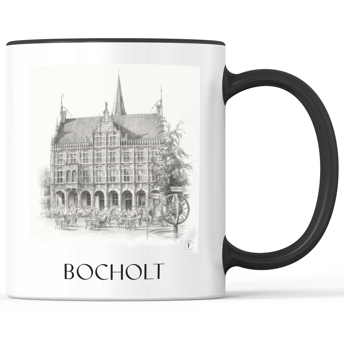 Bocholt Kaffeebecher - Münsterland - Deutschland Becher - Kaffeetasse im Zeichnung Stil - favplace