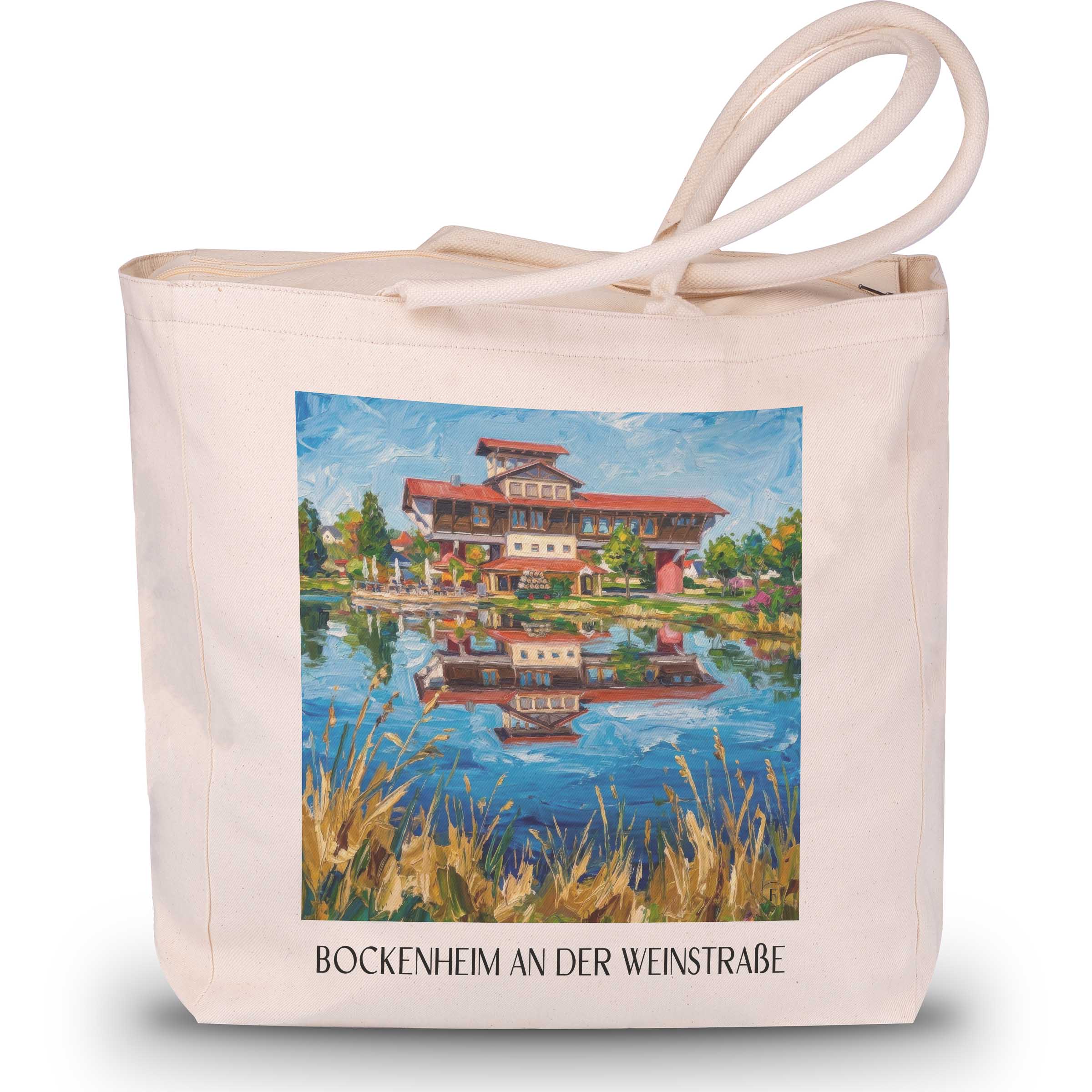 bockenheim-an-der-weinstraße-pfalz-deutschland-einkaufstasche-oil-painting-oelgemaelde