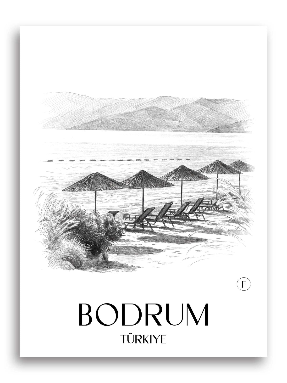 Bodrum Poster - - Türkei Kunstdruck - Zeichnung von A4 bis A1 - favplace