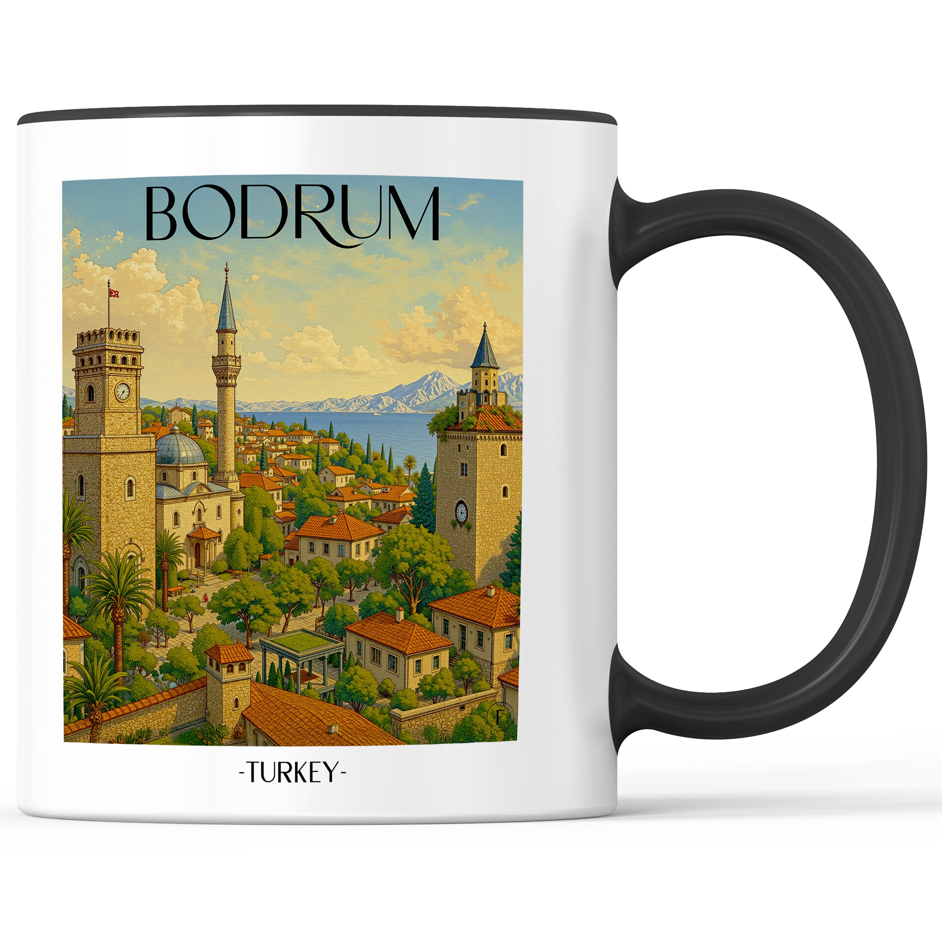 Bodrum - Türkei Becher - Kaffeetasse im Aquarell Stil - favplace