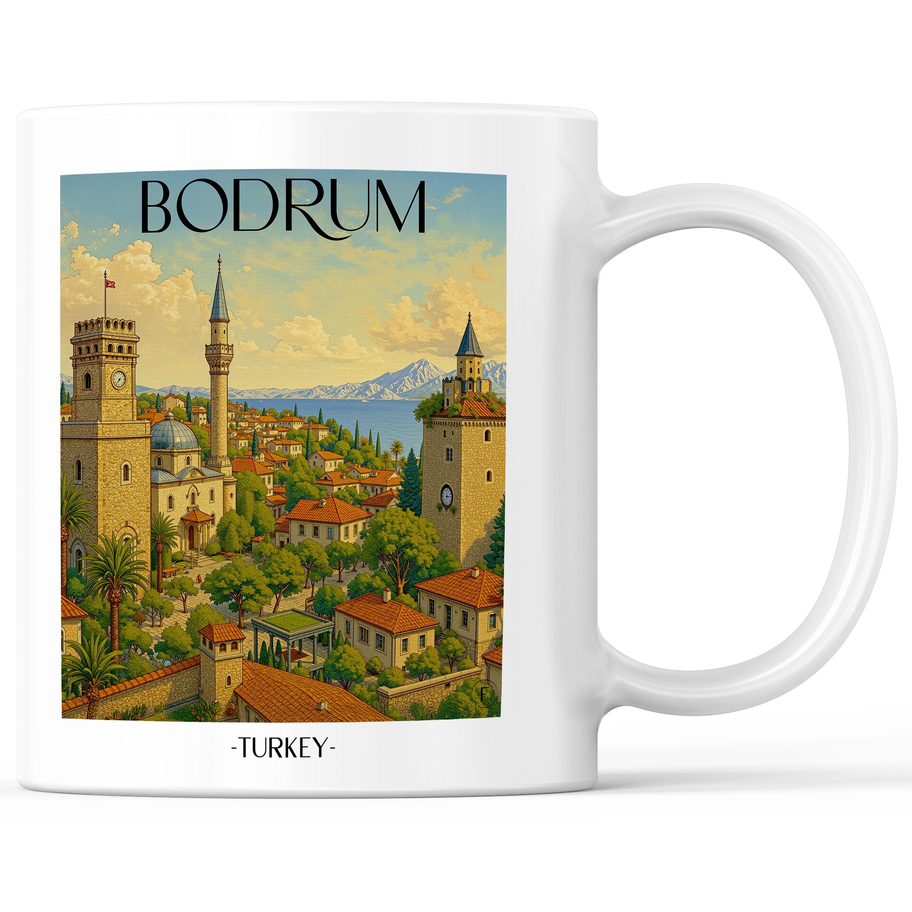 Bodrum - Türkei Becher - Kaffeetasse im Aquarell Stil - favplace