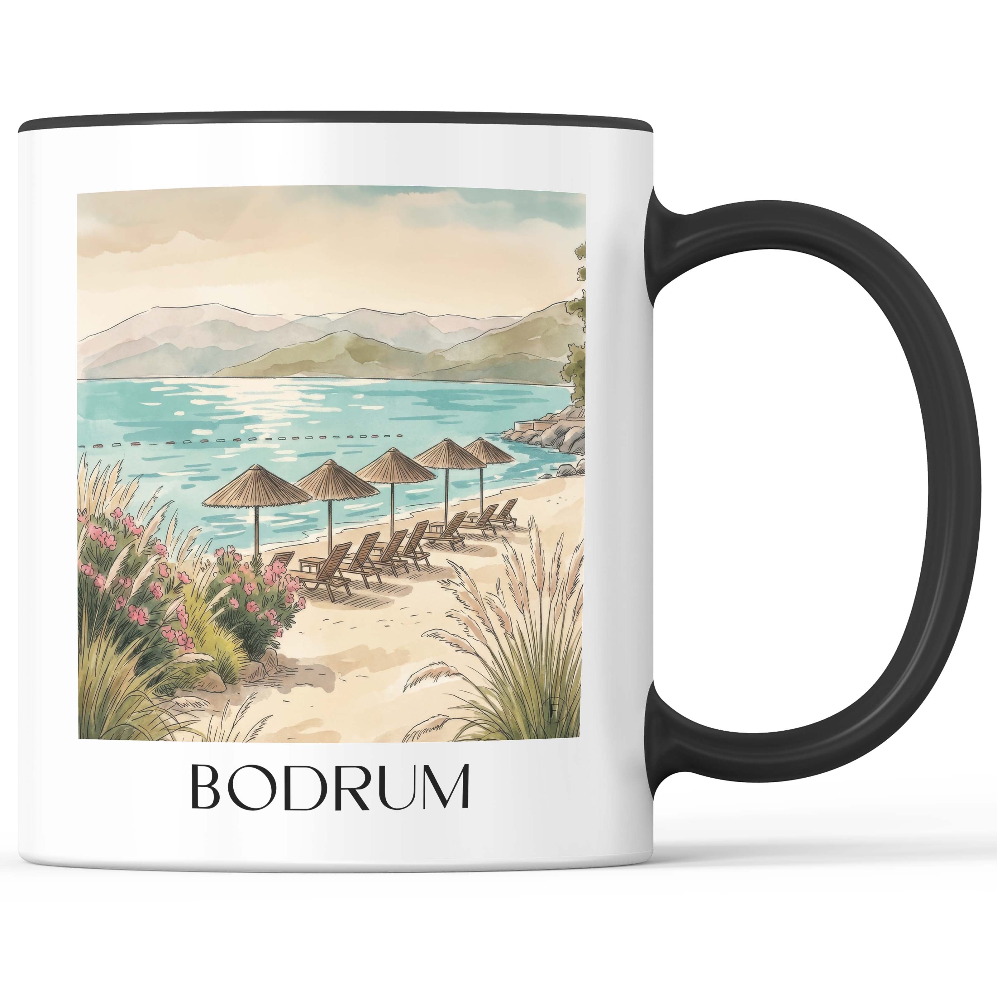 Bodrum - Türkei Becher - Kaffeetasse im Aquarell Stil - favplace