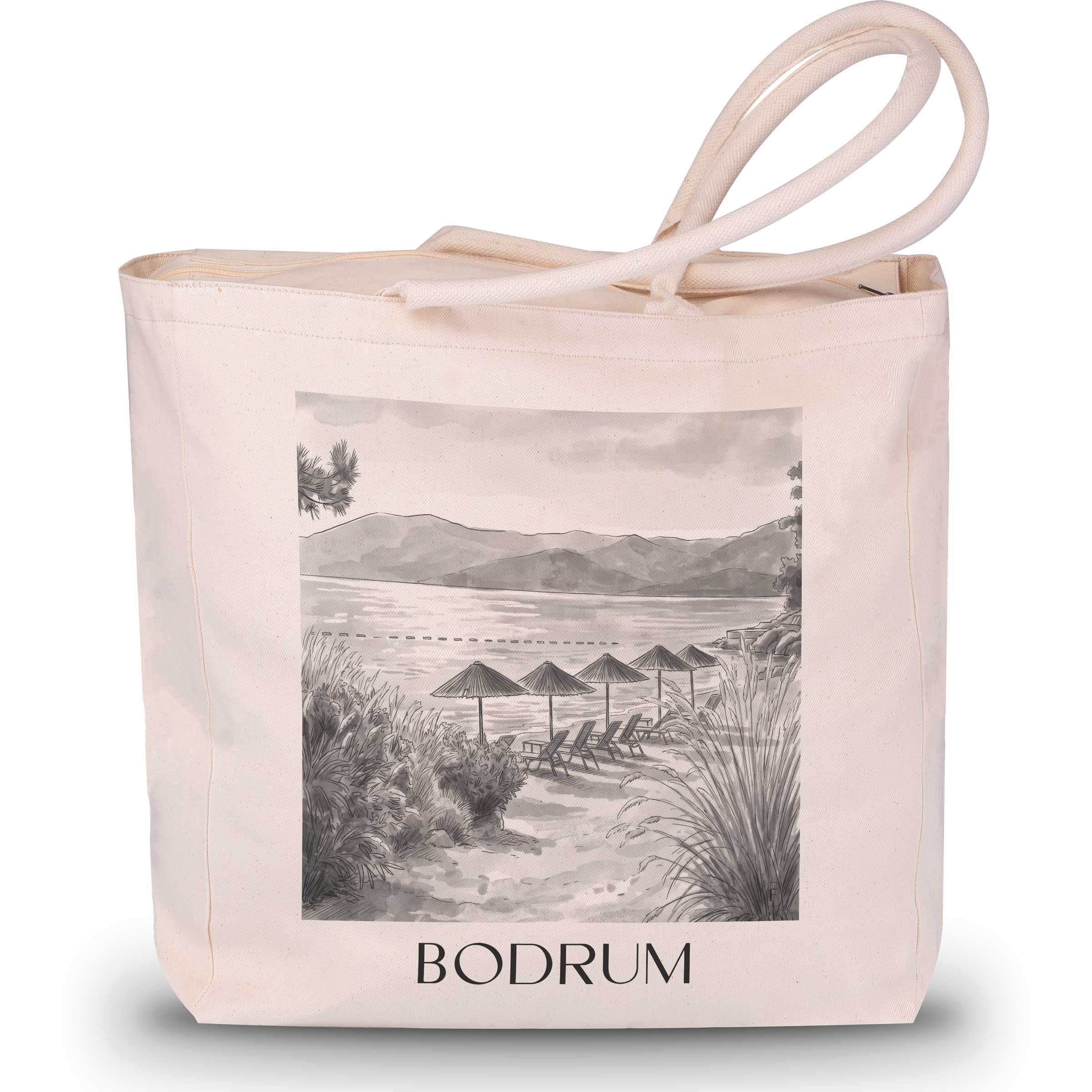 bodrum-türkei-einkaufstasche-aquarell-schwarz-weiss