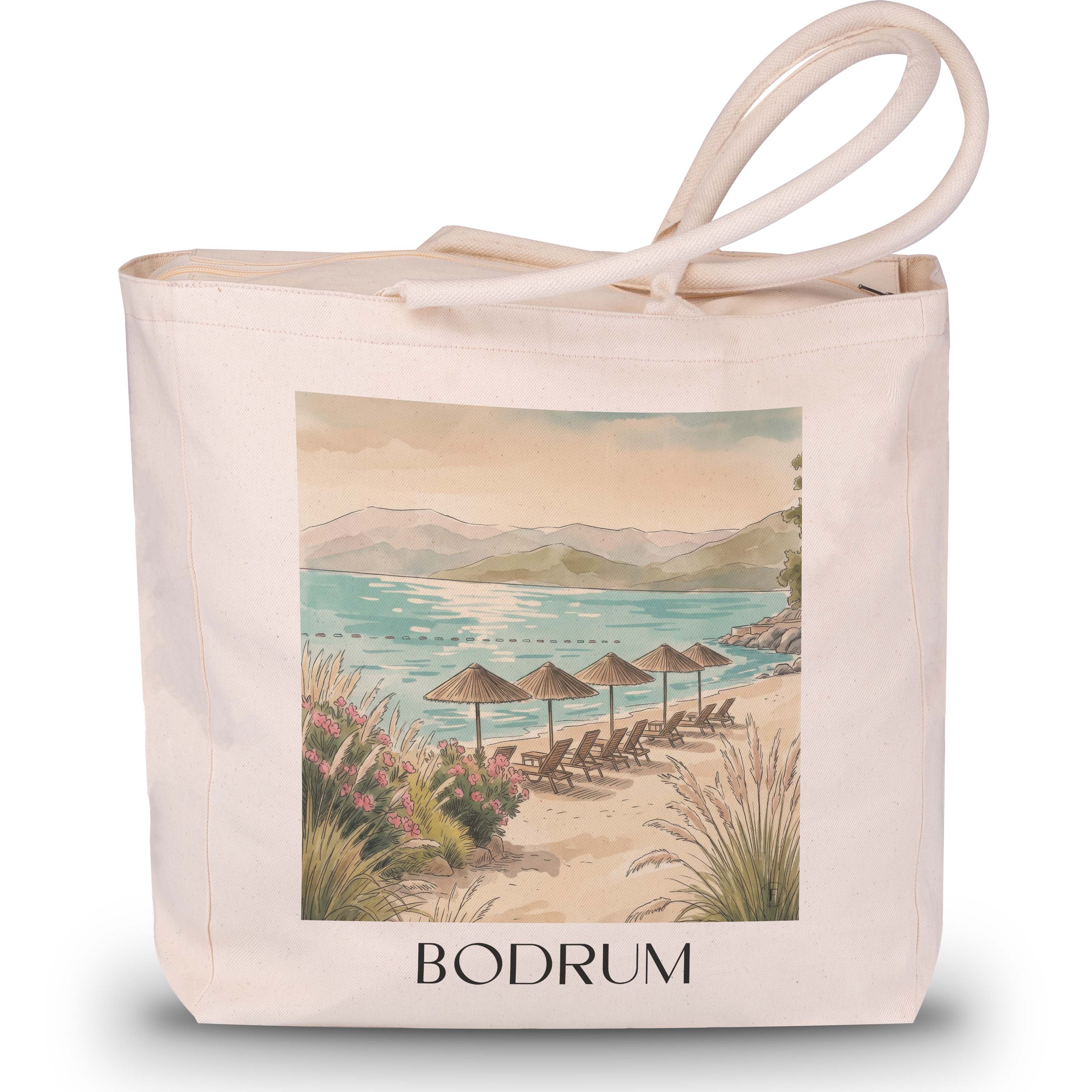 Bodrum - Türkei Tote Bag - Einkaufstasche im Aquarell Stil - favplace