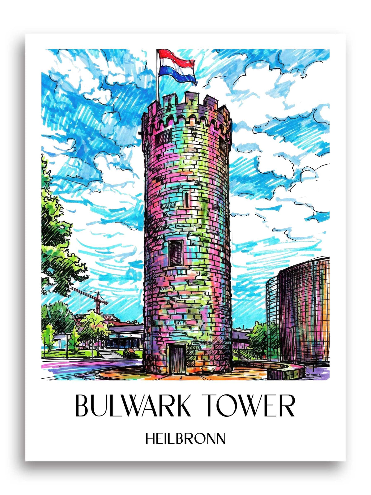 Bollwerksturm Poster - Heilbronn - Deutschland Kunstdruck - Tag Graffiti von A4 bis A1 - favplace