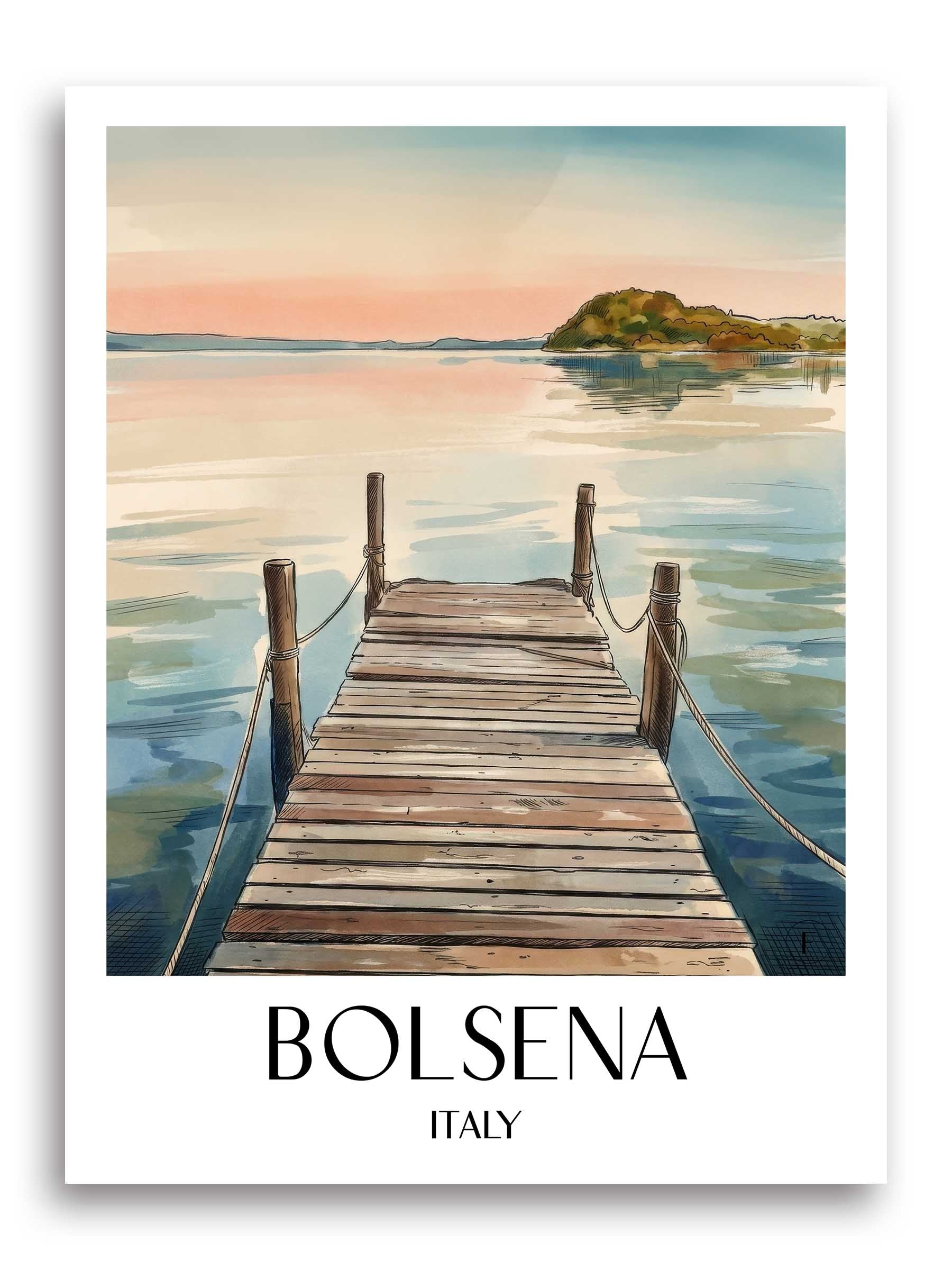 Bolsena Poster - Latium - Italien Kunstdruck - Aquarell von A4 bis A1 - favplace