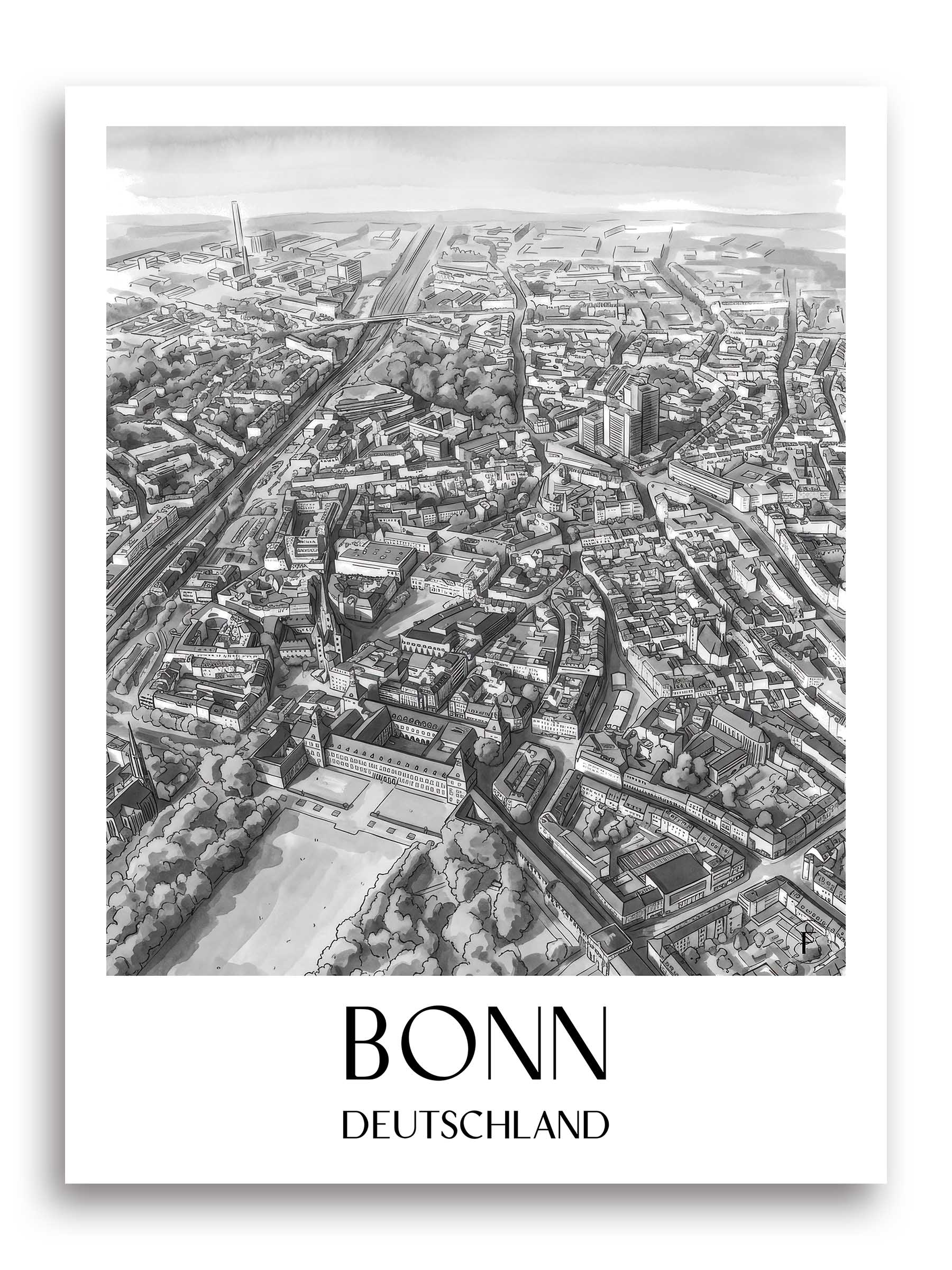 bonn-deutschland-poster-aquarell-schwarz-weiss