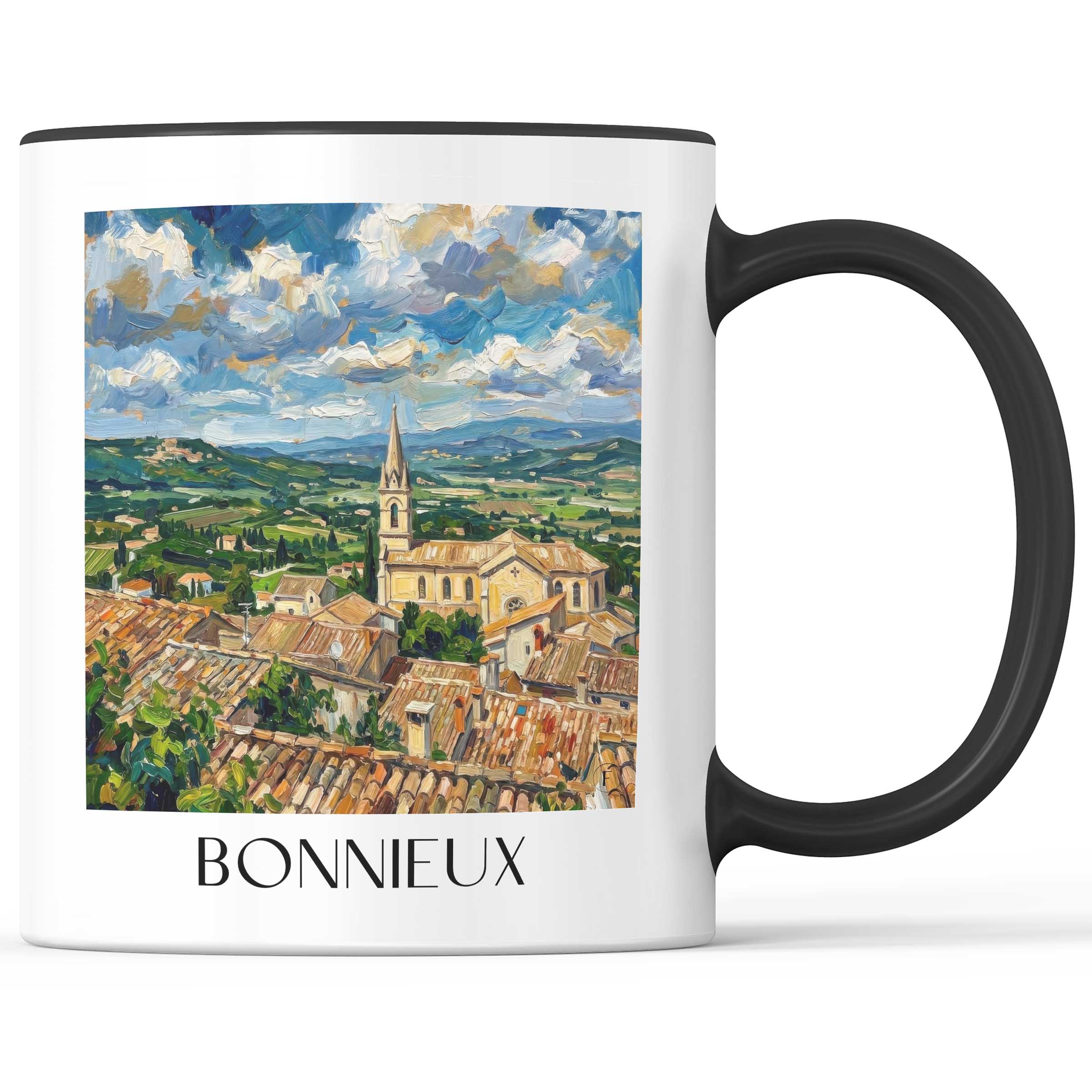 Bonnieux Kaffeebecher - Provence - Frankreich Becher - Kaffeetasse im Ölgemälde Stil - favplace