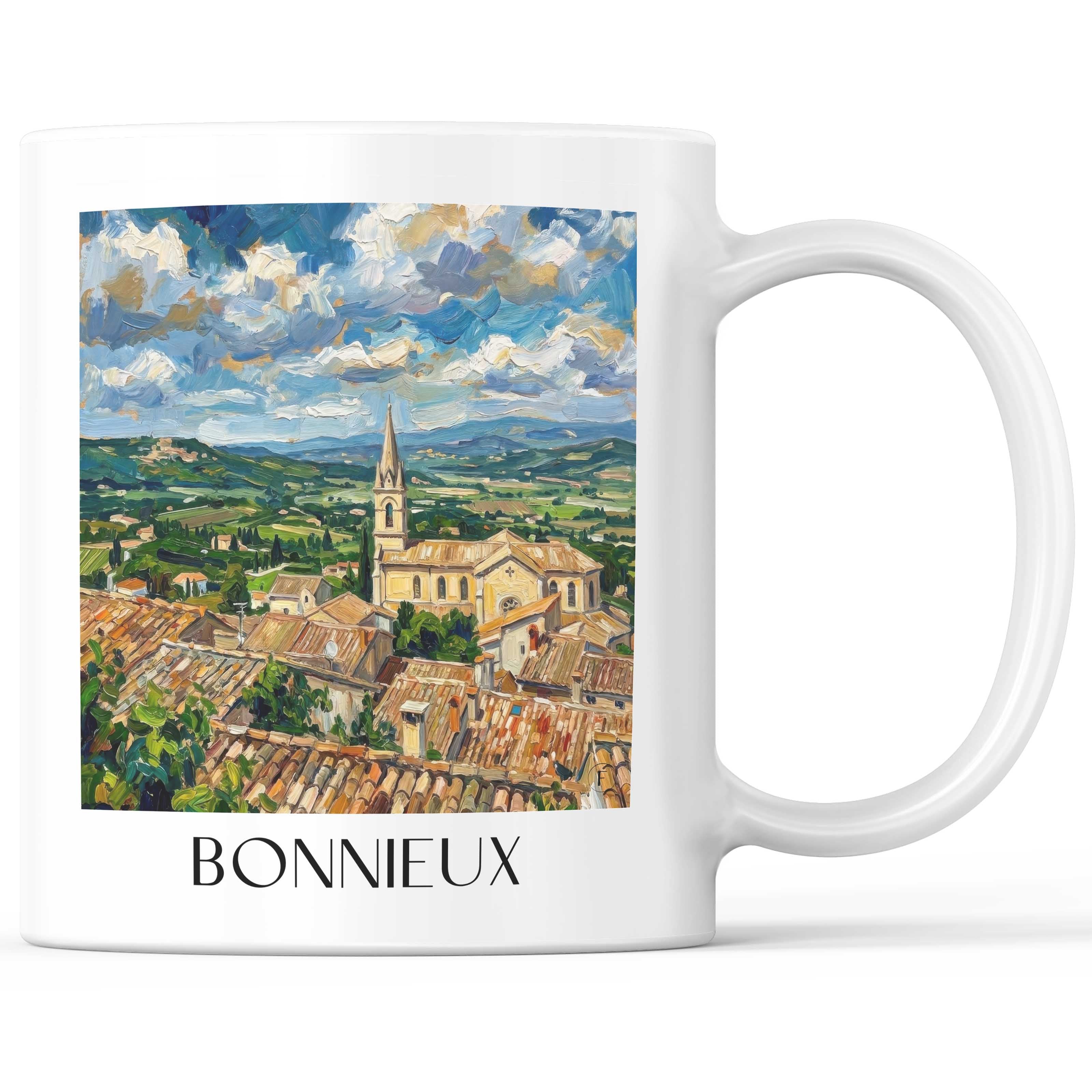 Bonnieux Kaffeebecher - Provence - Frankreich Becher - Kaffeetasse im Ölgemälde Stil - favplace