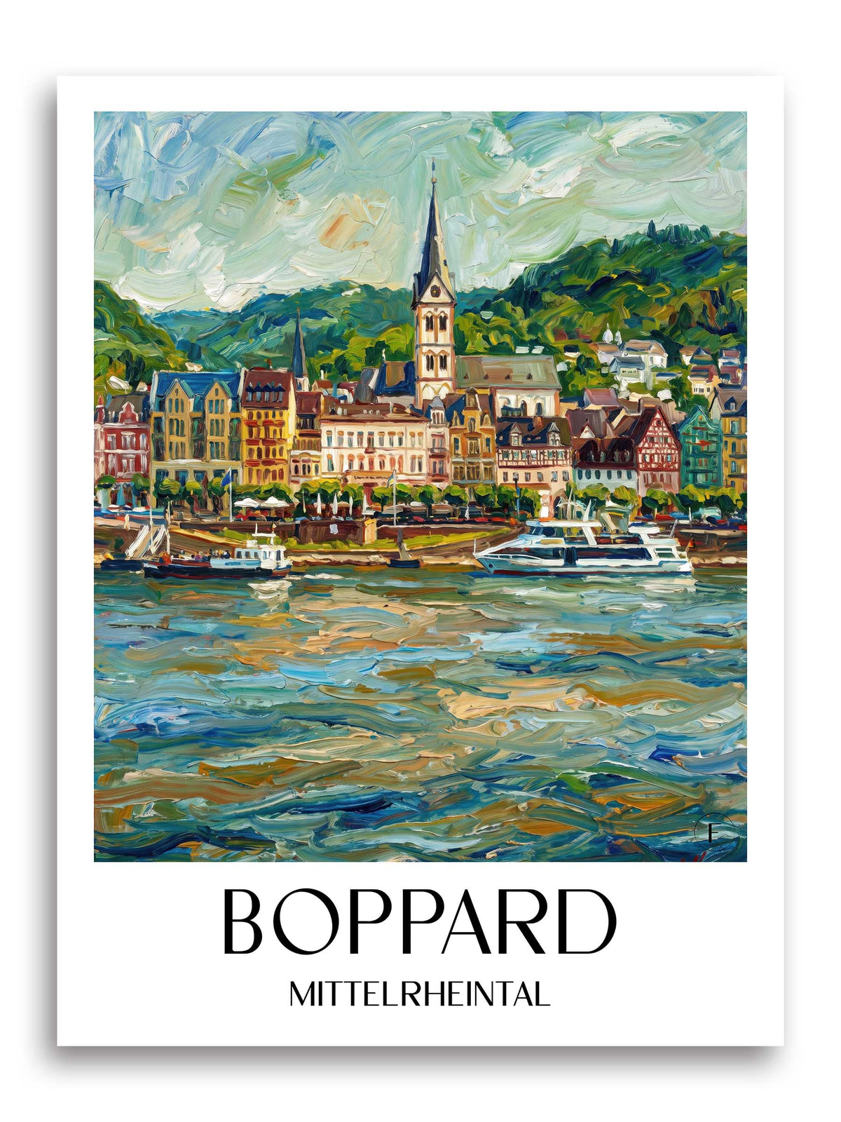 Boppard Poster - Mittelrheintal - Deutschland Kunstdruck - Ölgemälde von A4 bis A1 - favplace