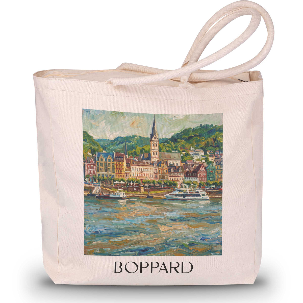 boppard-mittelrheintal-deutschland-einkaufstasche-oil-painting-oelgemaelde