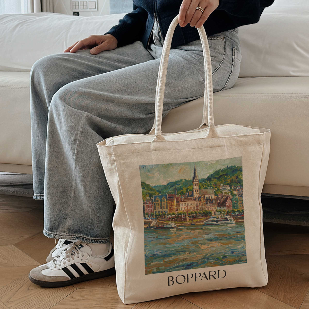 boppard-mittelrheintal-deutschland-einkaufstasche-oil-painting-oelgemaelde