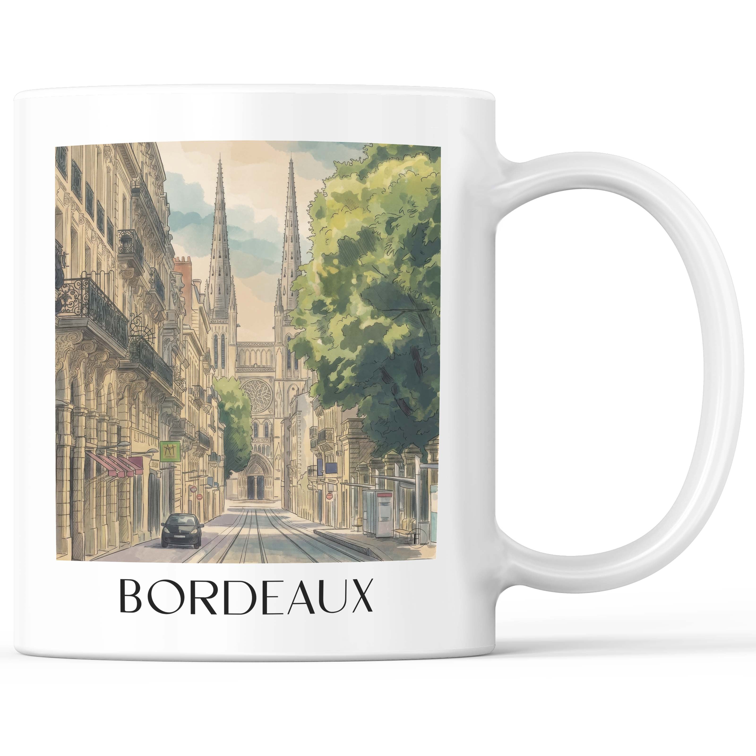 Bordeaux - Frankreich Becher - Kaffeetasse im Aquarell Stil - favplace