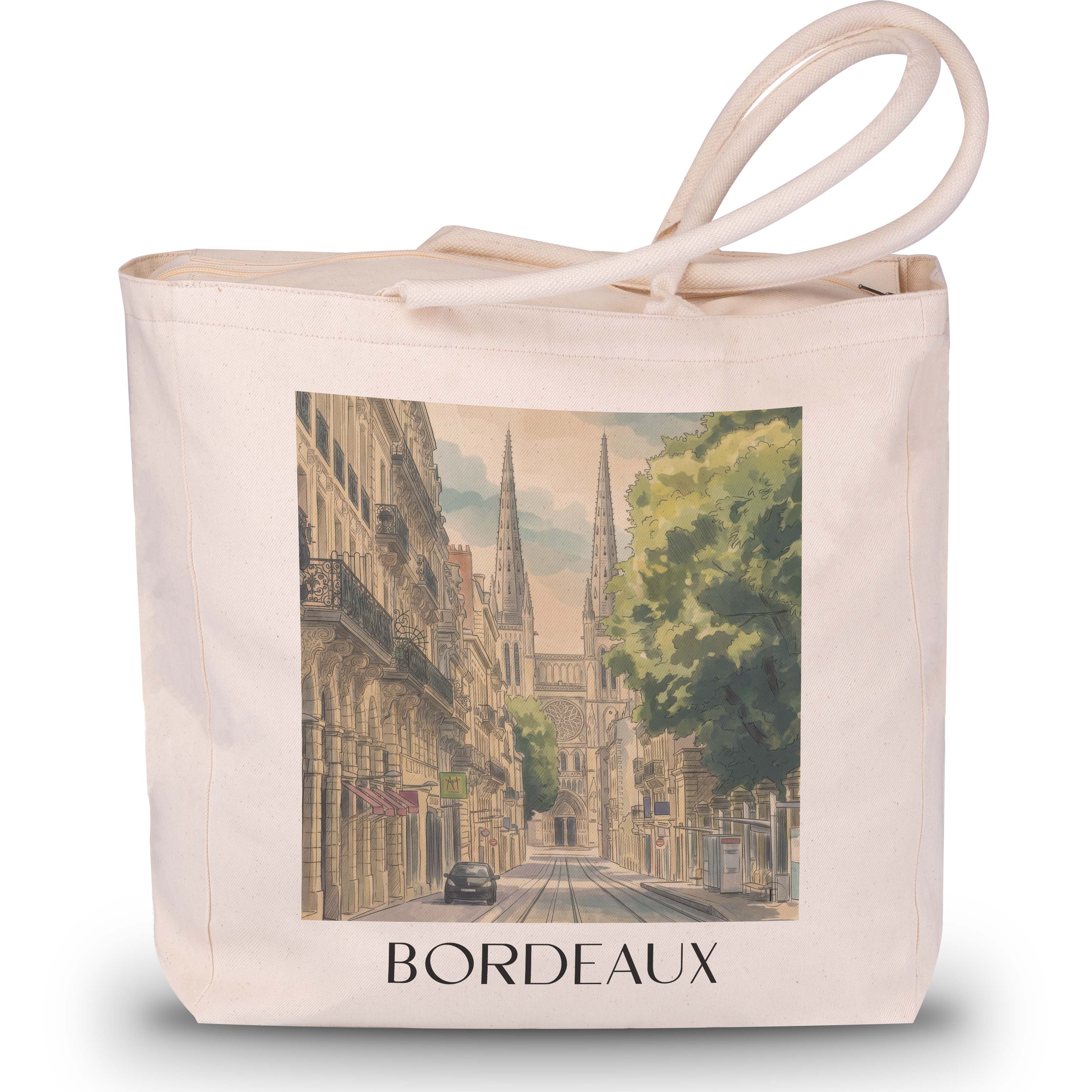 Bordeaux - Frankreich Tote Bag - Einkaufstasche im Aquarell Stil - favplace