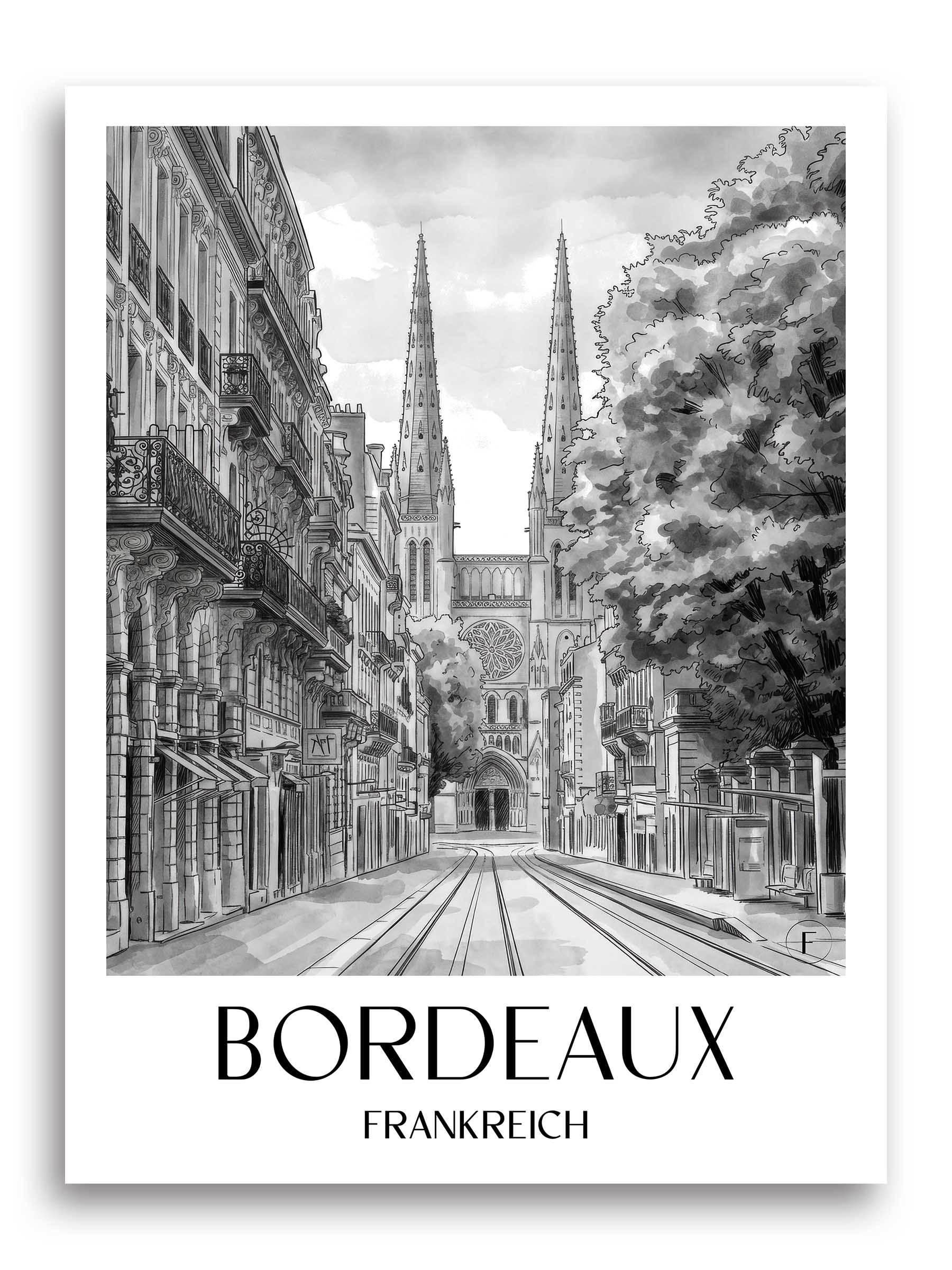 bordeaux-frankreich-poster-aquarell-schwarz-weiss