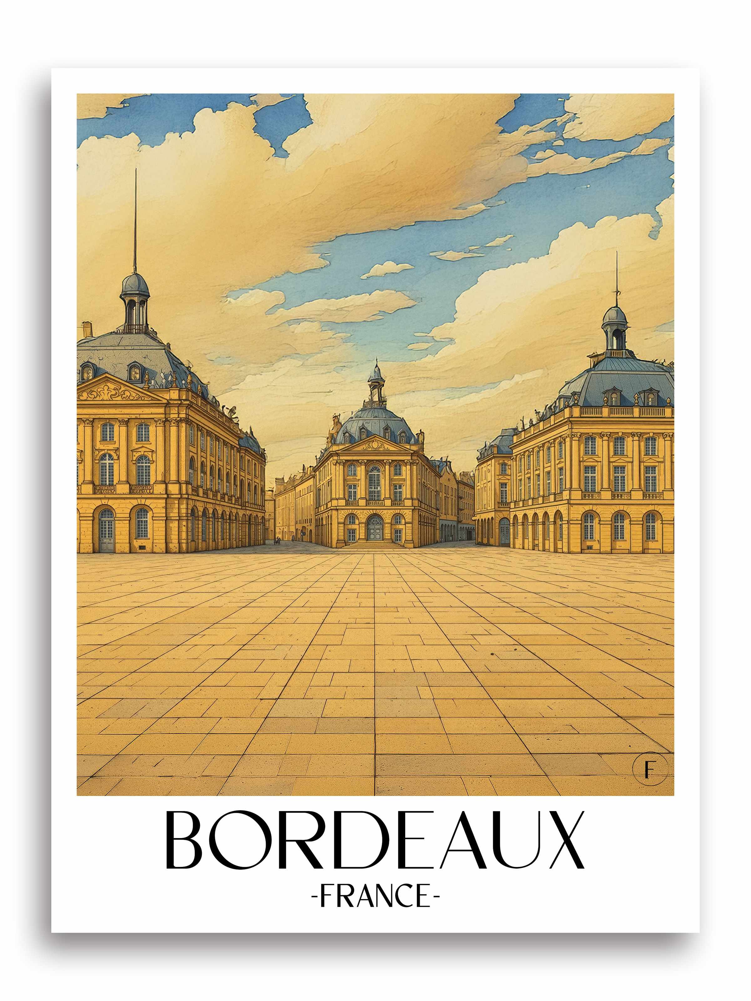 Bordeaux Poster - Frankreich Kunstdruck - Aquarell von A4 bis A1 - favplace