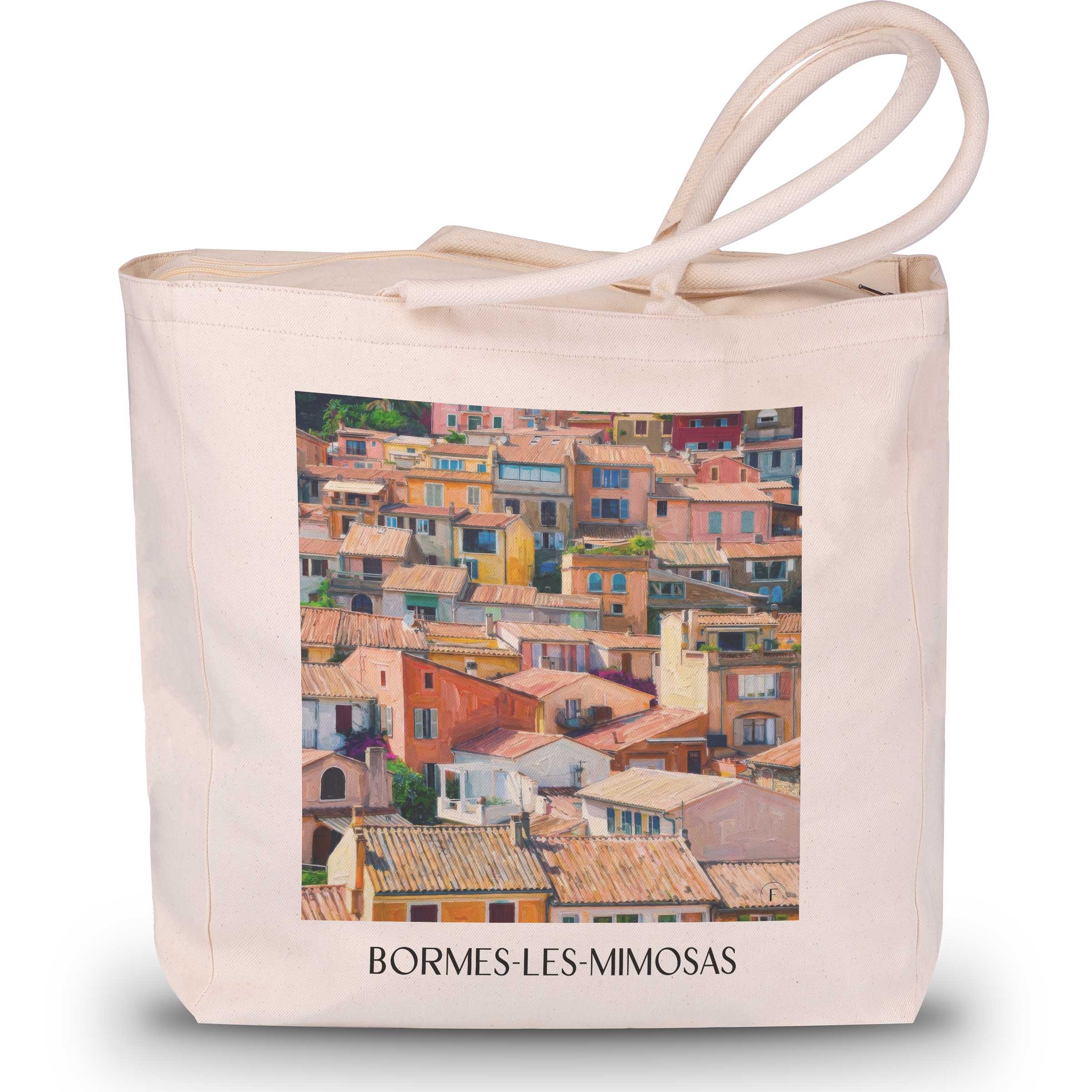 bormes-les-mimosas-côte-des-maures-frankreich-einkaufstasche-oil-painting-oelgemaelde
