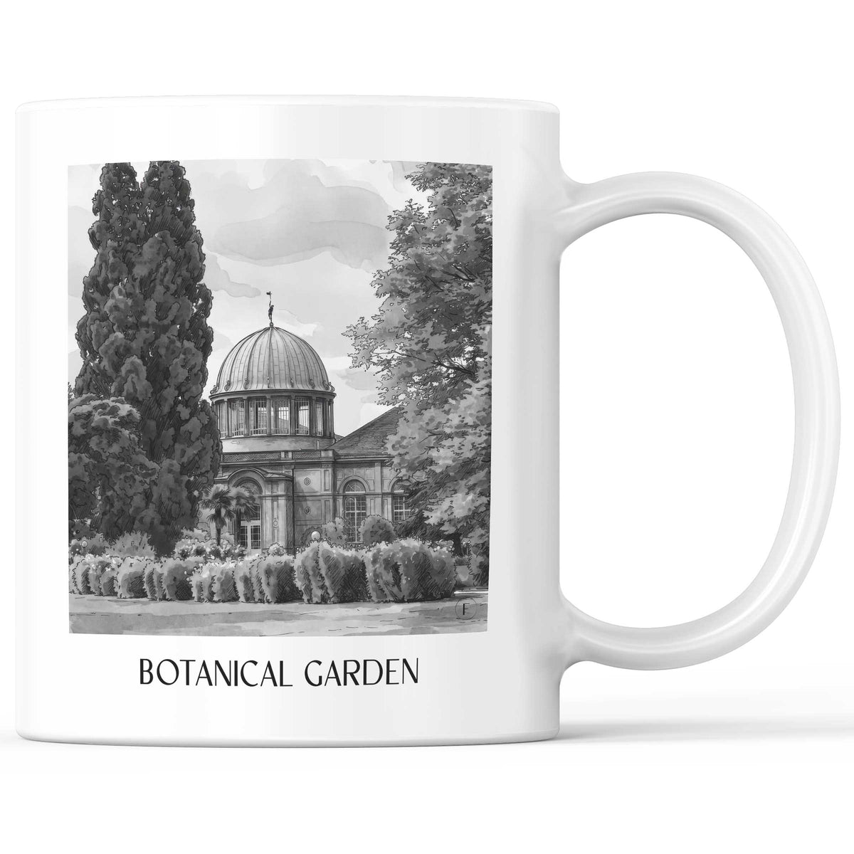 Botanischer Garten Kaffeebecher - Karlsruhe - Deutschland Becher - Kaffeetasse im Aquarell Schwarz-Weiß Stil - favplace