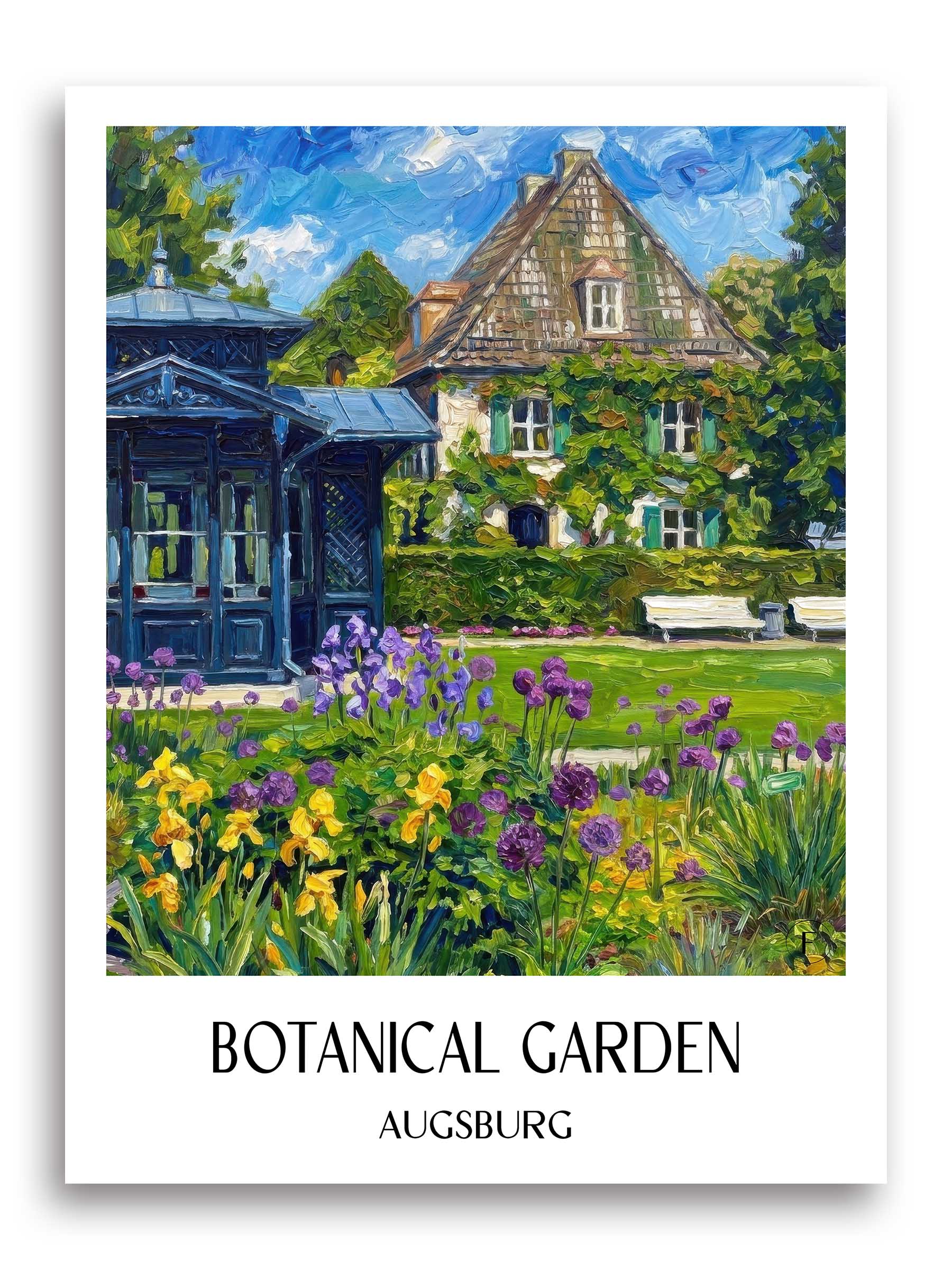 Botanischer Garten Poster - Augsburg - Deutschland Kunstdruck - Ölgemälde von A4 bis A1 - favplace