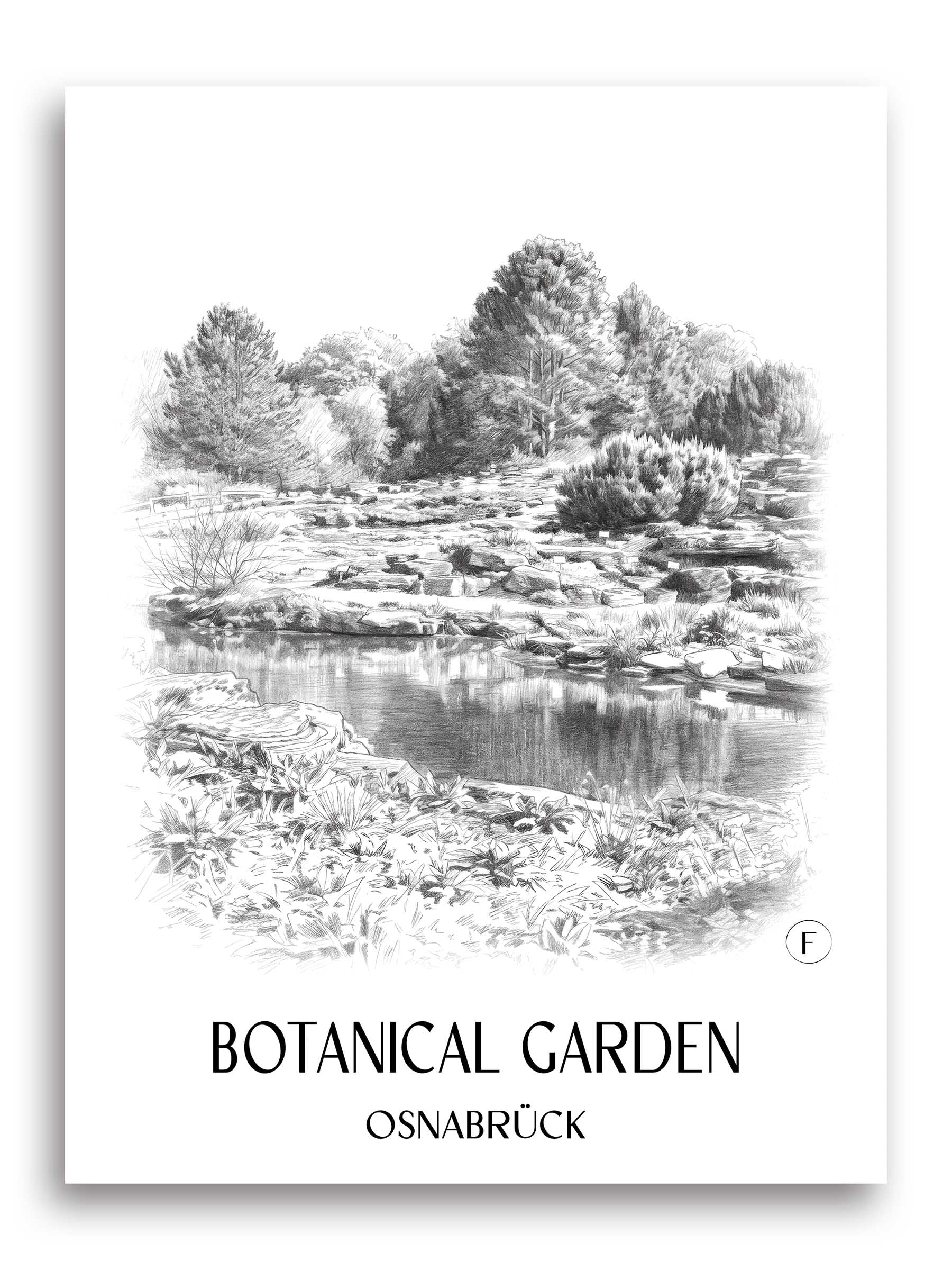 Botanischer Garten Poster - Osnabrück - Deutschland Kunstdruck - Zeichnung von A4 bis A1