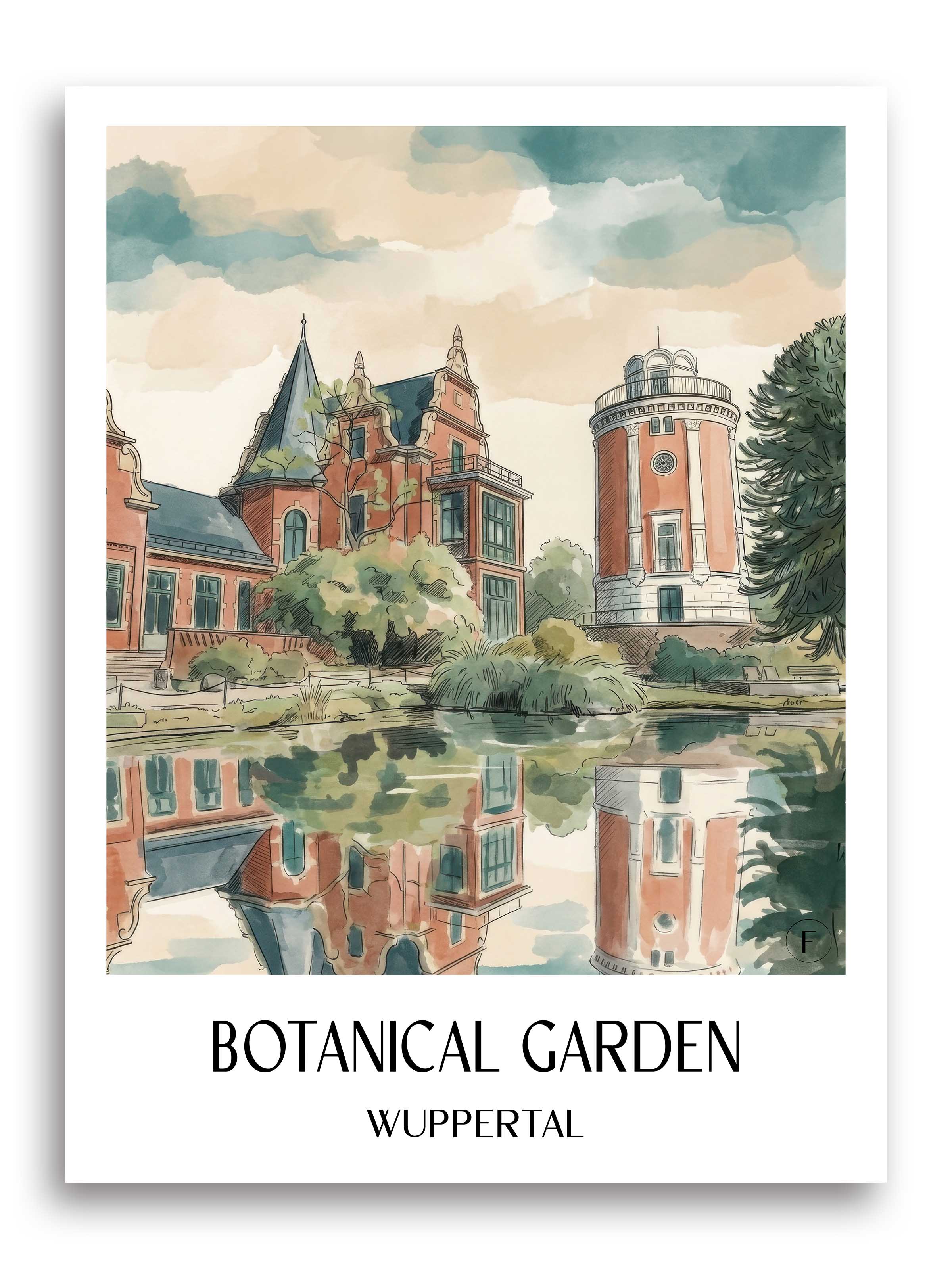 Botanischer Garten Poster - Wuppertal - Deutschland Kunstdruck - Aquarell von A4 bis A1 - favplace