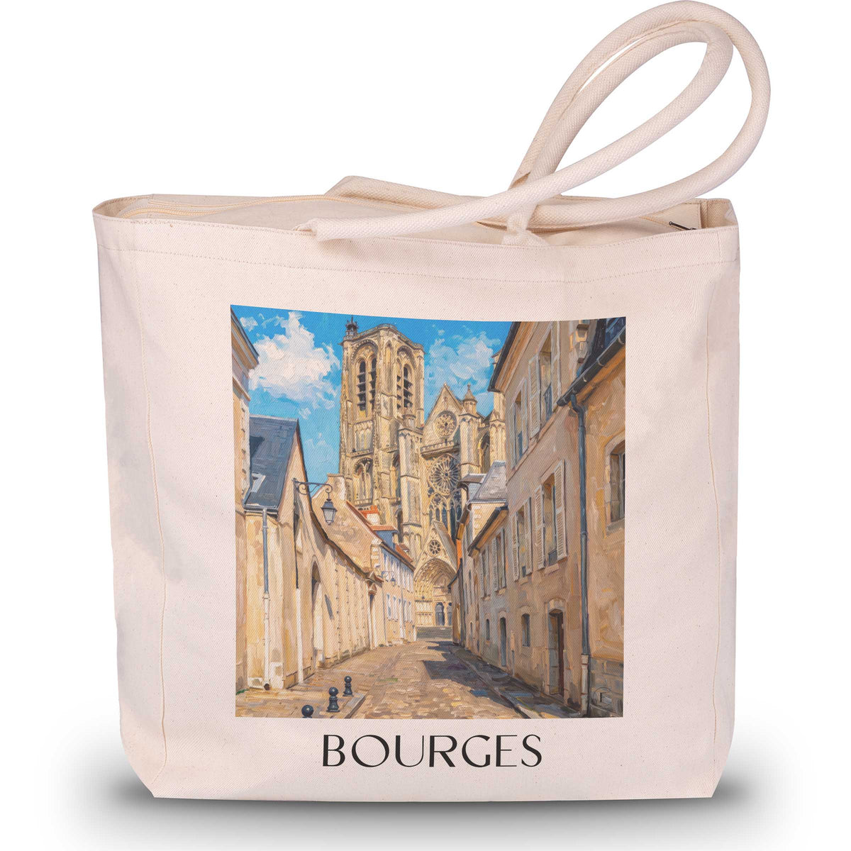 Bourges Shopping Tasche - Val de Loire - Frankreich Tote Bag - Einkaufstasche im Ölgemälde Stil - favplace