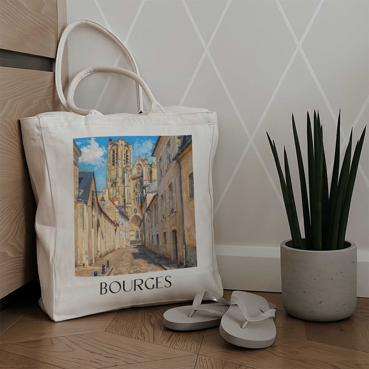 bourges-val-de-loire-frankreich-einkaufstasche-oil-painting-oelgemaelde