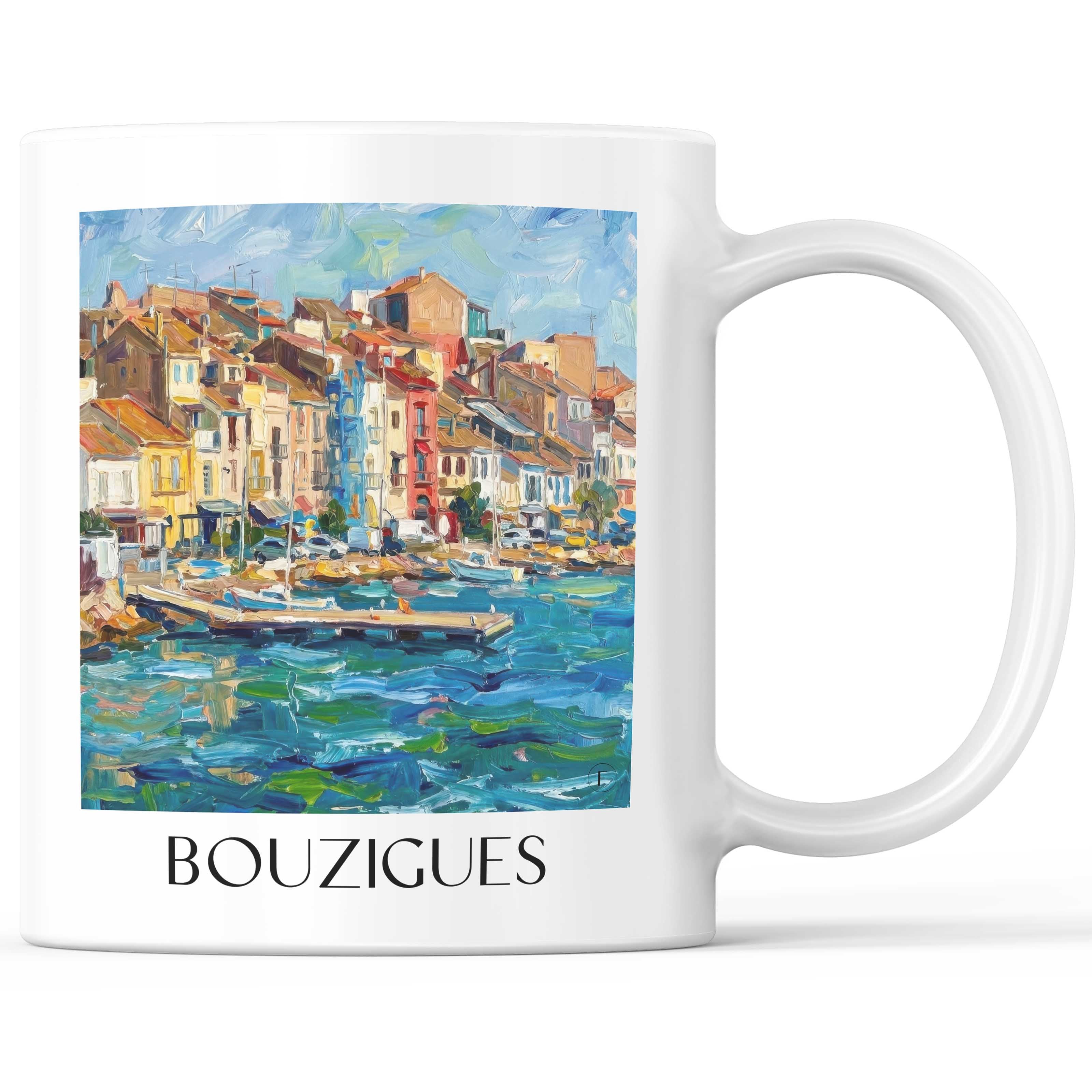 Bouzigues Kaffeebecher - Bassin de Thau - Frankreich Becher - Kaffeetasse im Ölgemälde Stil - favplace