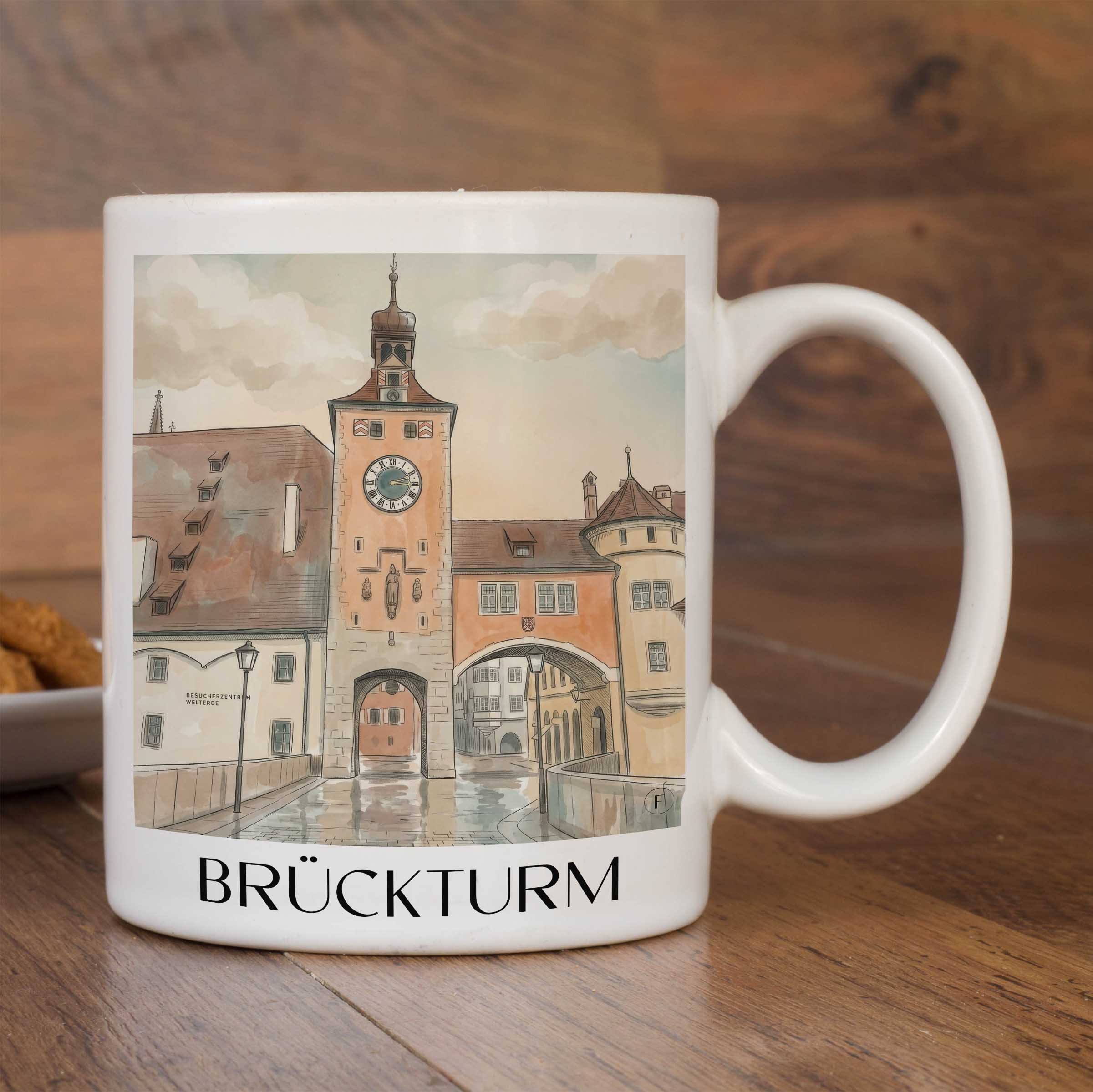 brückturm-regensburg-deutschland-kaffeebecher-aquarell
