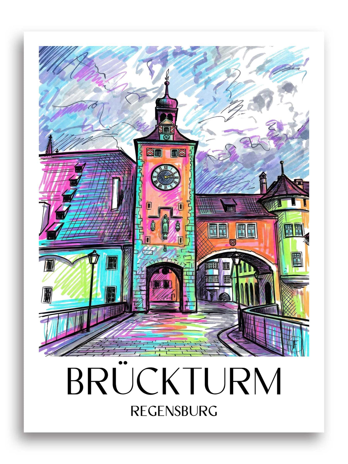 brückturm-regensburg-deutschland-poster-graffiti
