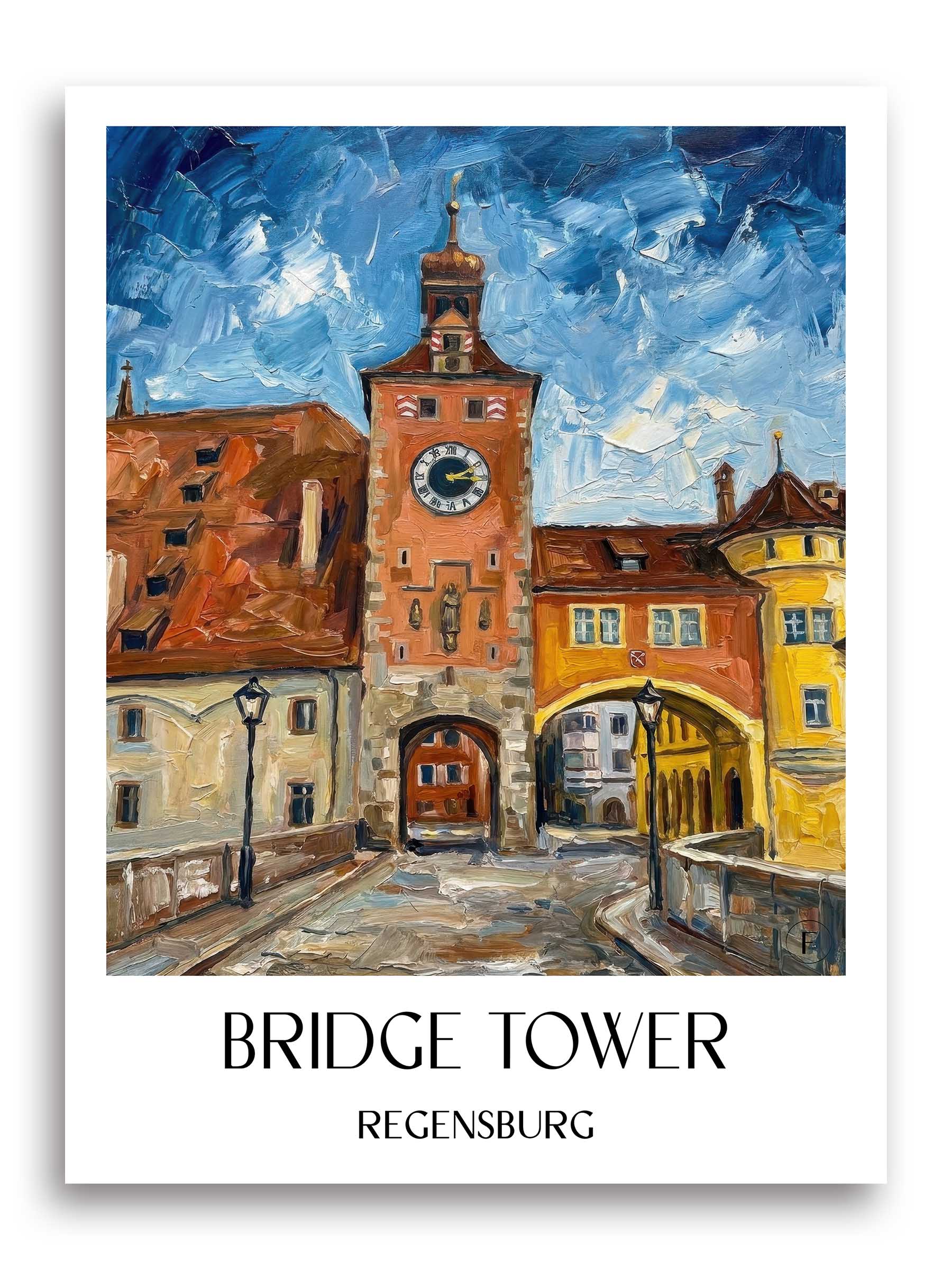 Brückturm Poster - Regensburg - Deutschland Kunstdruck - Ölgemälde von A4 bis A1 - favplace