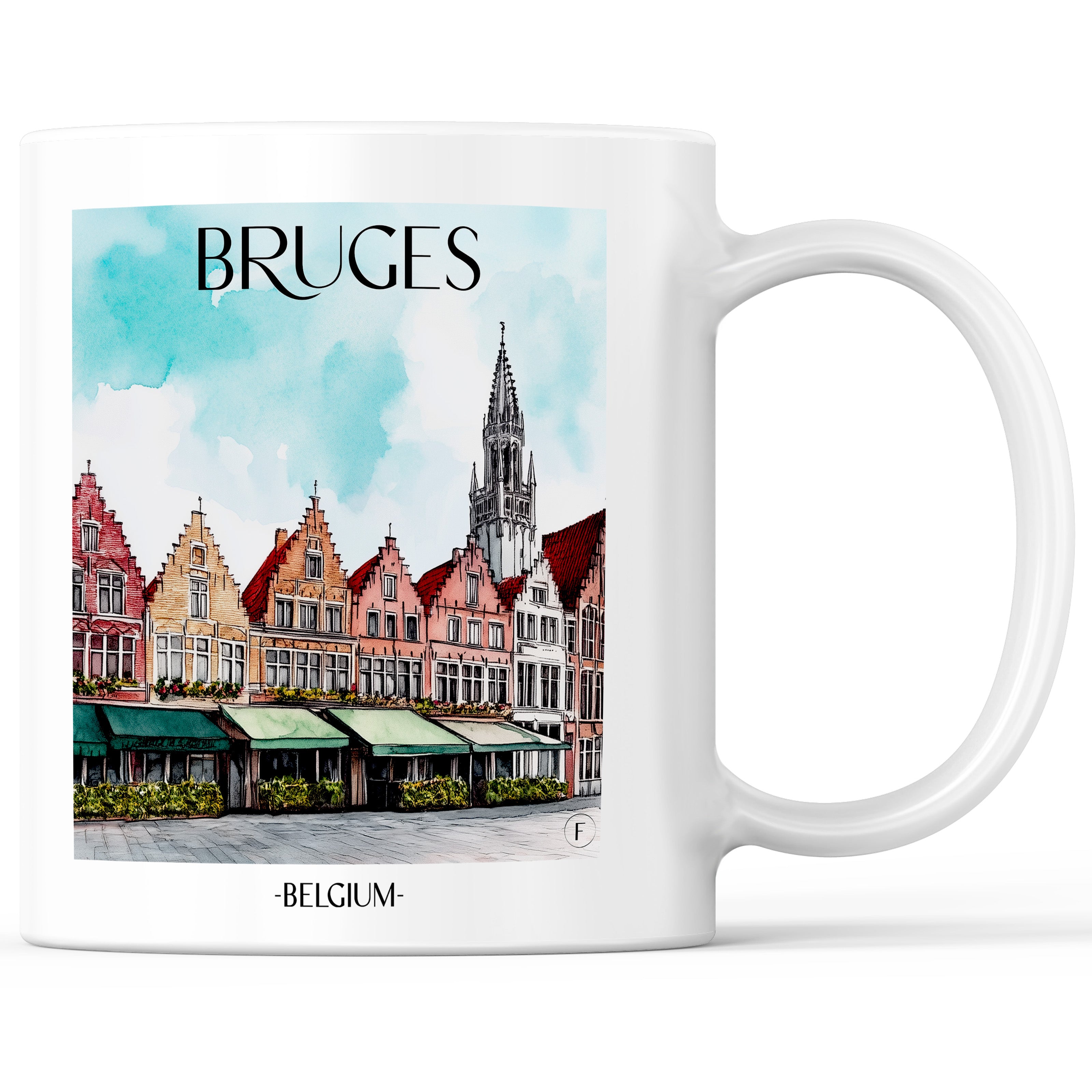 Brügge - Belgien Becher - Kaffeetasse im Aquarell Stil - favplace