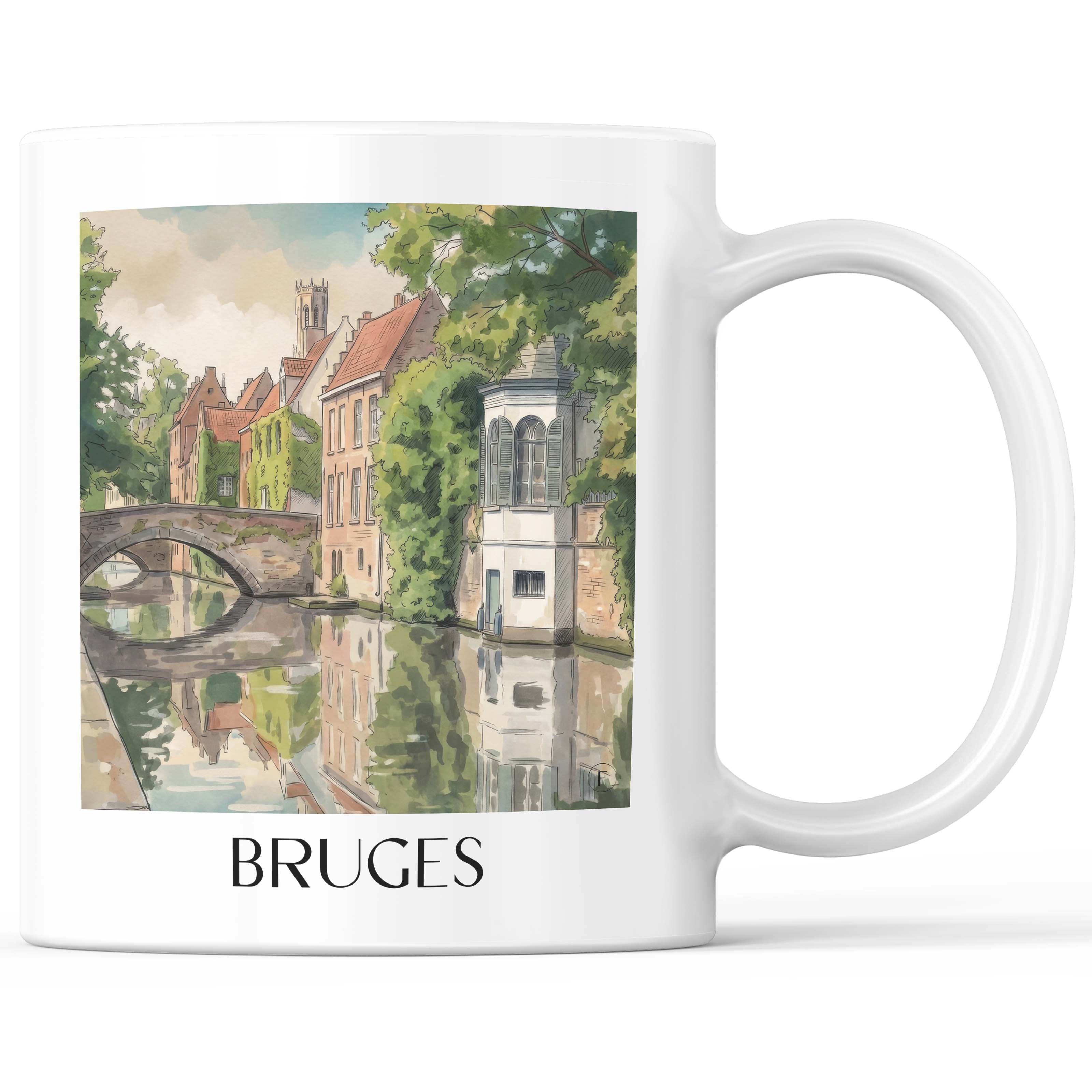 Brügge - Belgien Becher - Kaffeetasse im Aquarell Stil - favplace