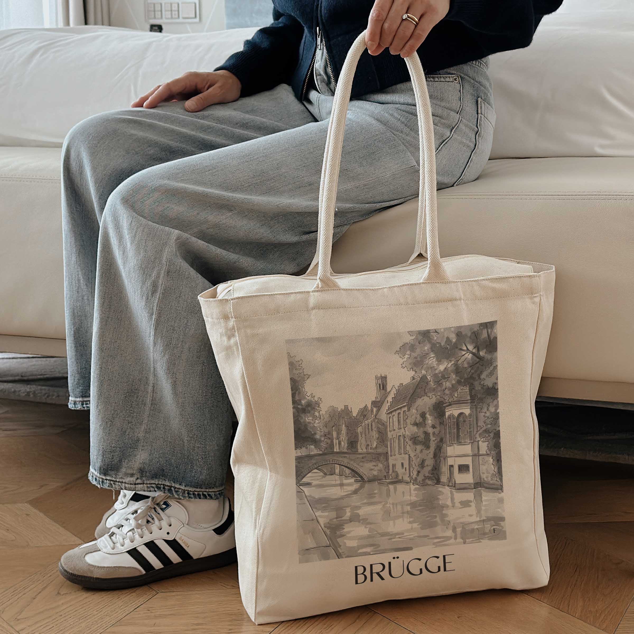 brügge-belgien-einkaufstasche-aquarell-schwarz-weiss