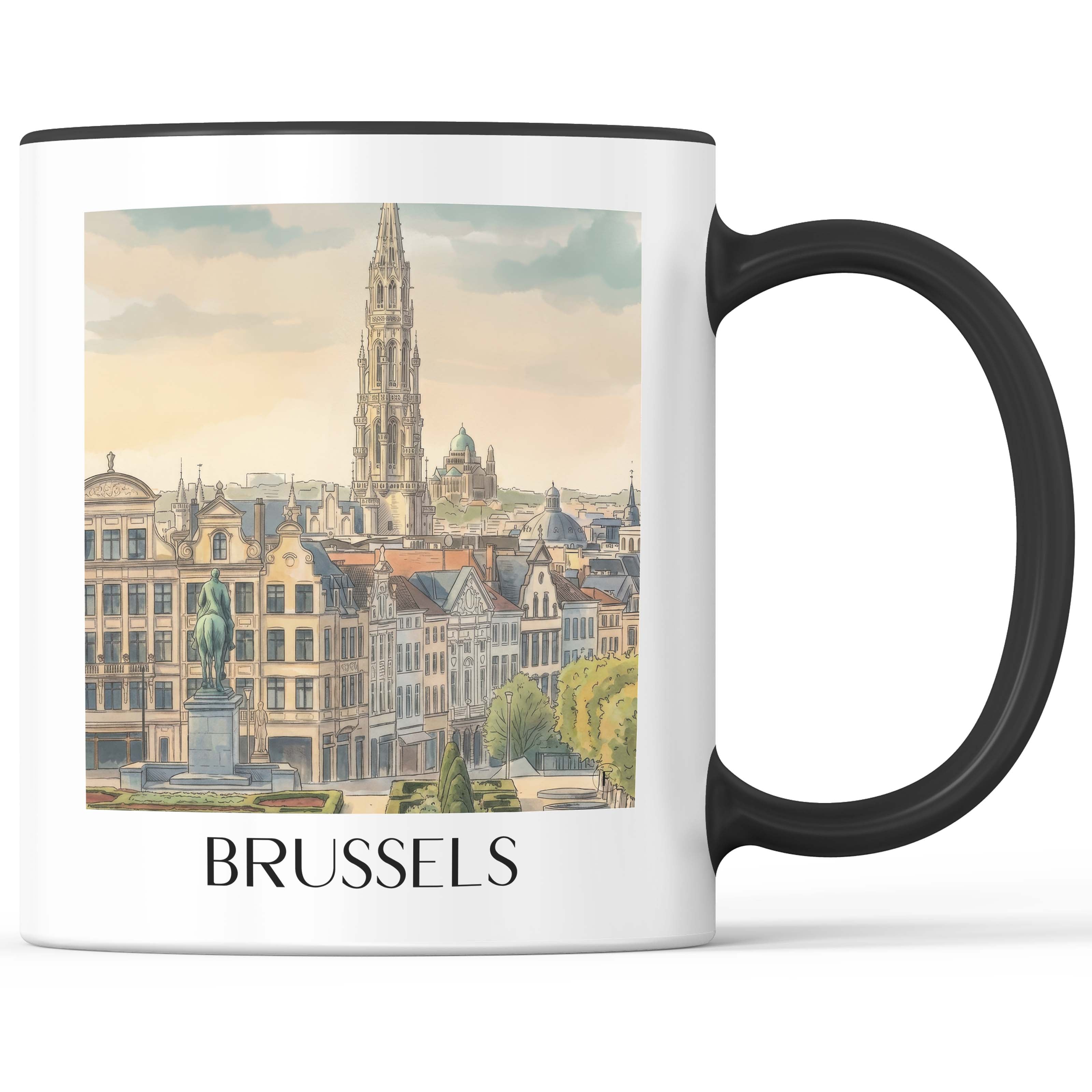 Brüssel - Belgien Becher - Kaffeetasse im Aquarell Stil - favplace