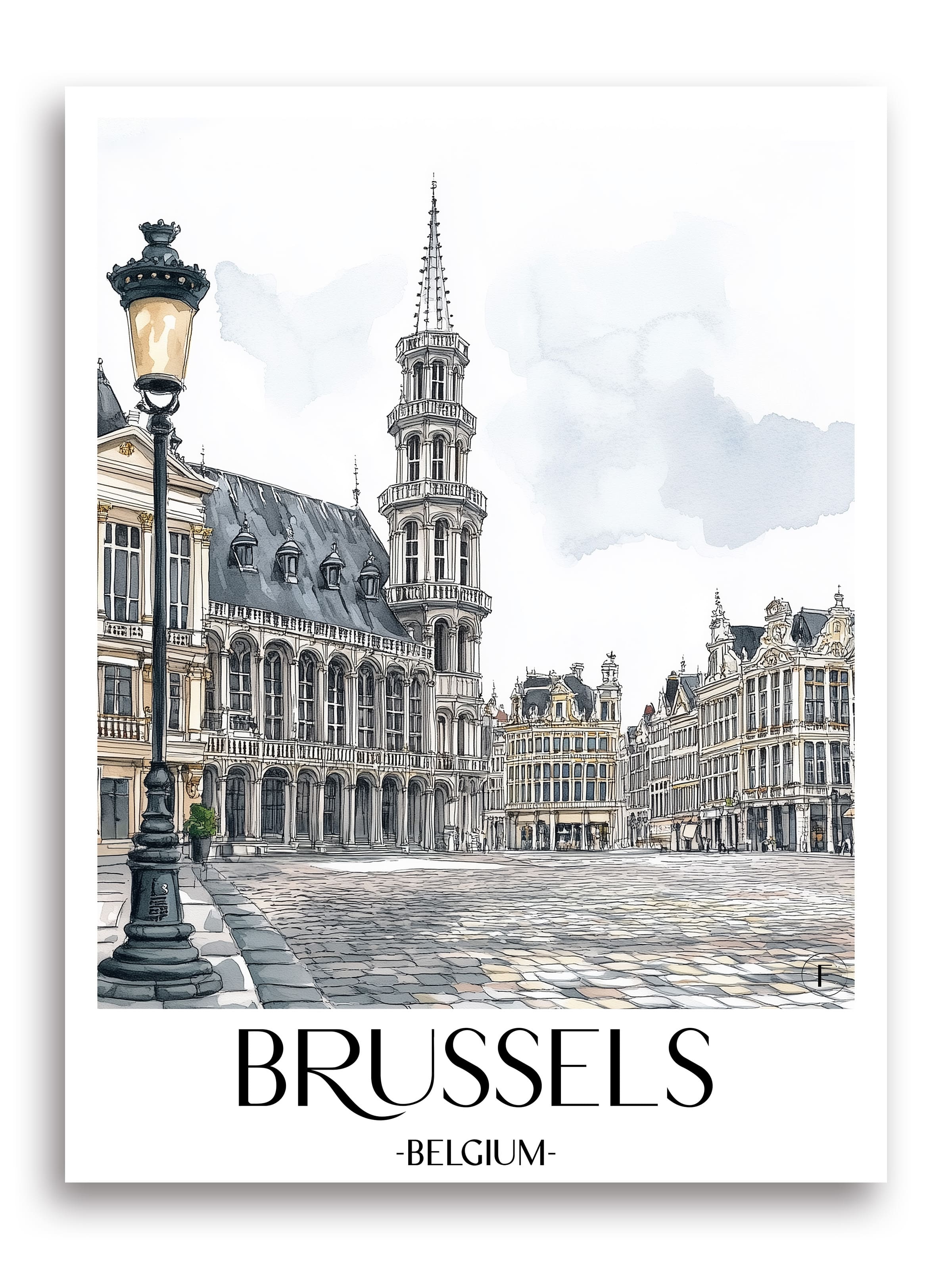 Brüssel Poster - Belgien Kunstdruck - Aquarell von A4 bis A1 - favplace