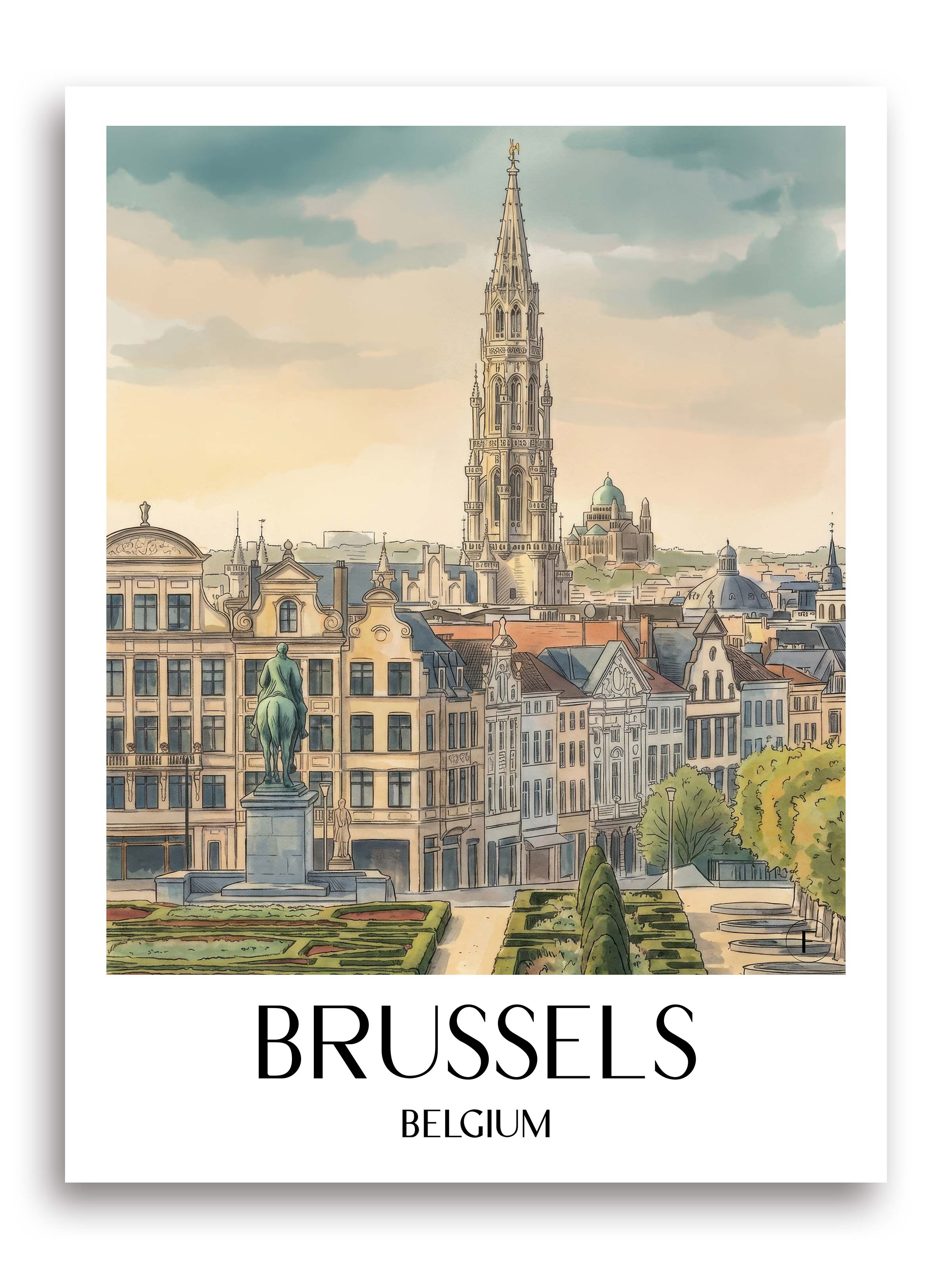 Brüssel Poster - Belgien Kunstdruck - Aquarell von A4 bis A1 - favplace