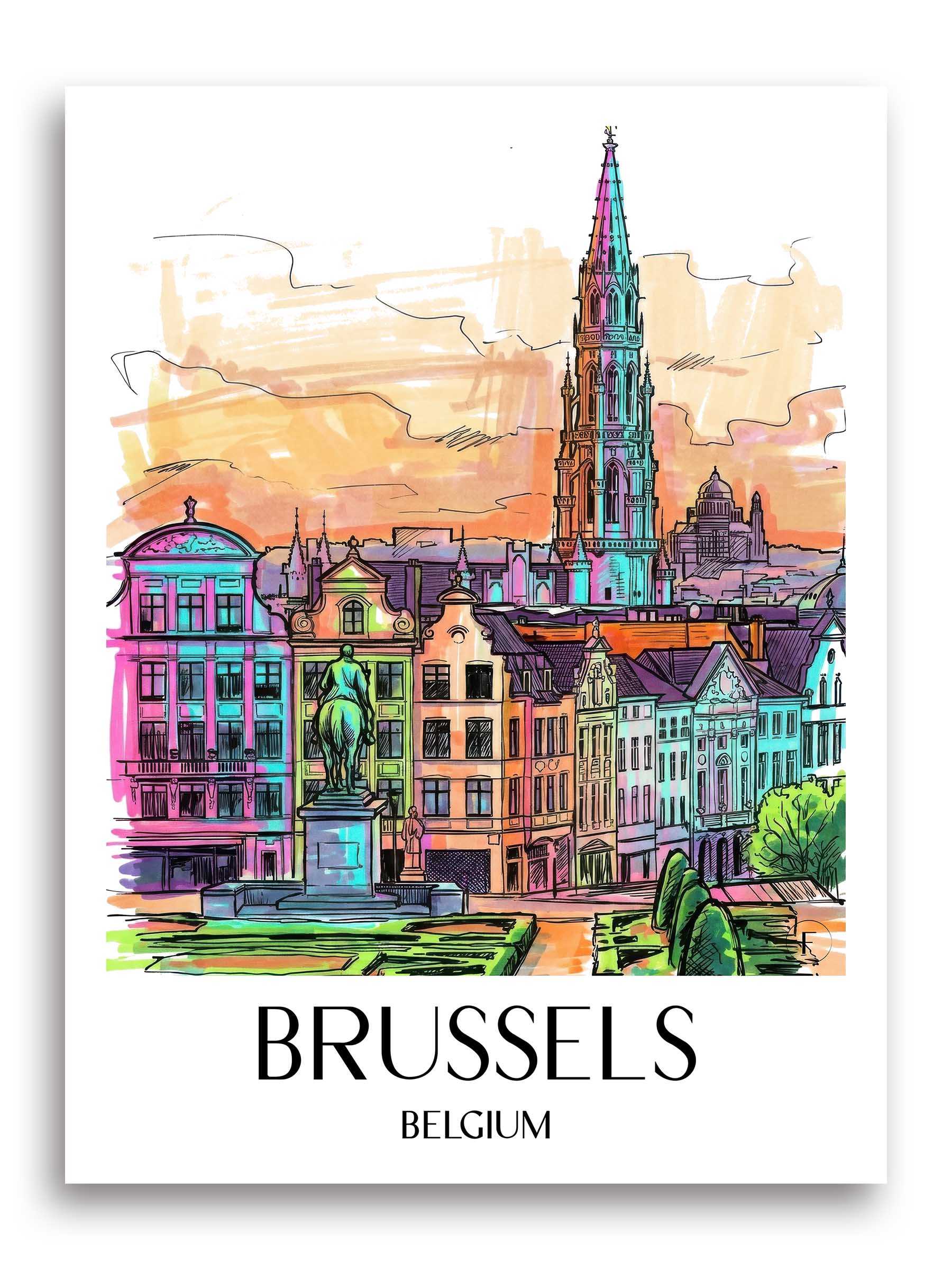 Brüssel Poster - - Belgien Kunstdruck - Tag Graffiti von A4 bis A1 - favplace