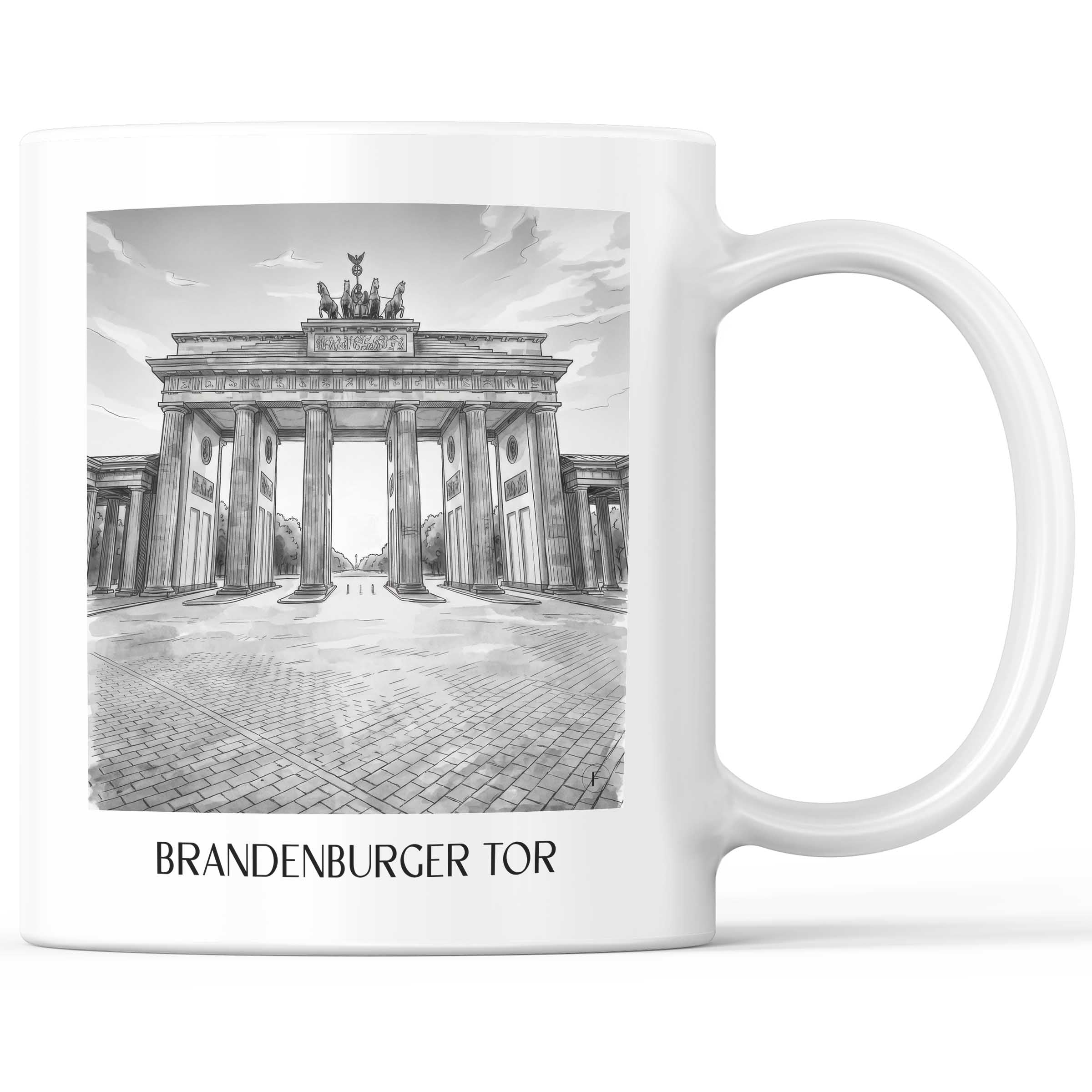 Brandenburger Tor Kaffeebecher - Berlin - Deutschland Becher - Kaffeetasse im Aquarell Schwarz-Weiß Stil - favplace