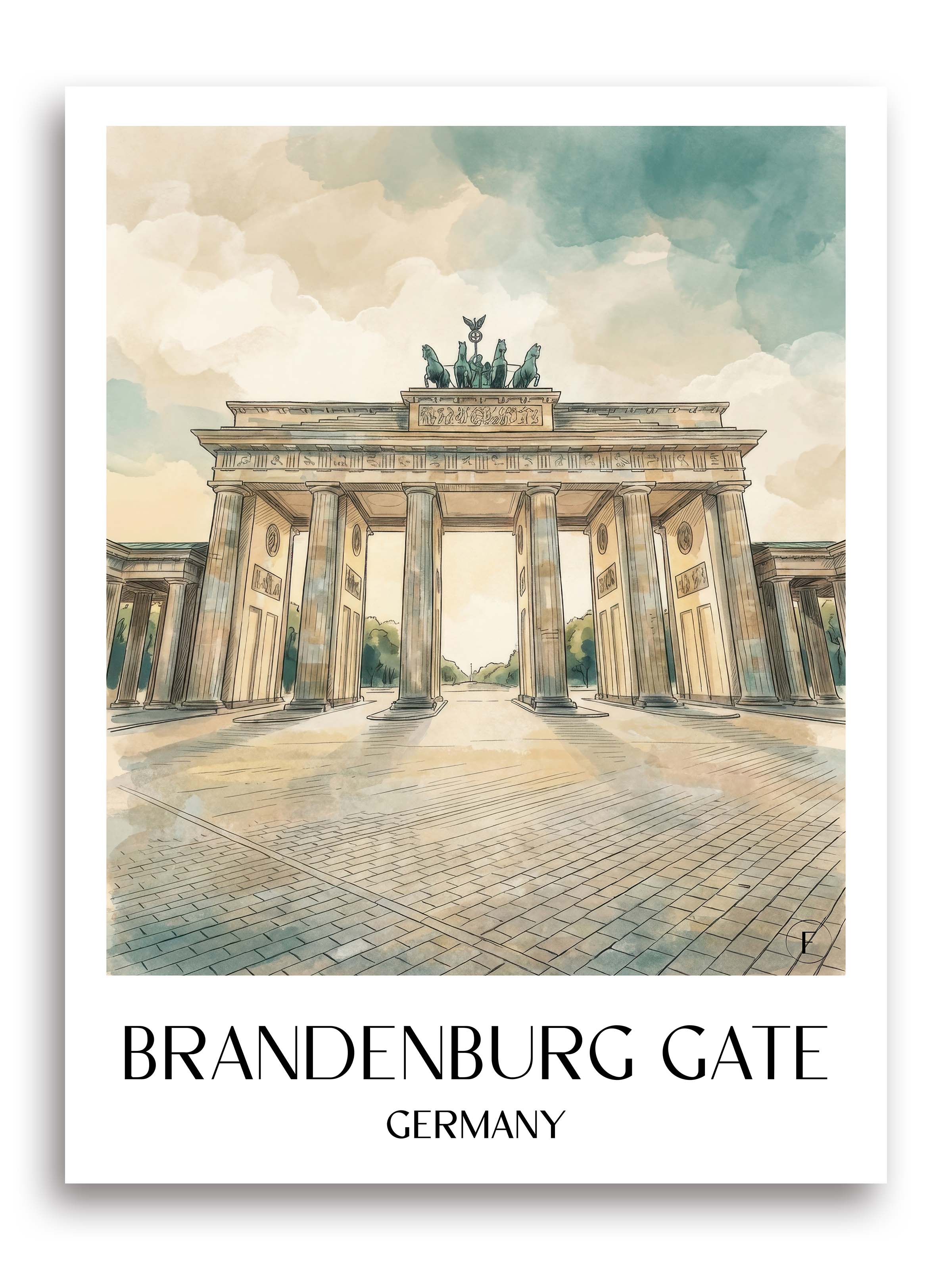 Brandenburger Tor Poster - Berlin - Deutschland Kunstdruck - Aquarell von A4 bis A1 - favplace
