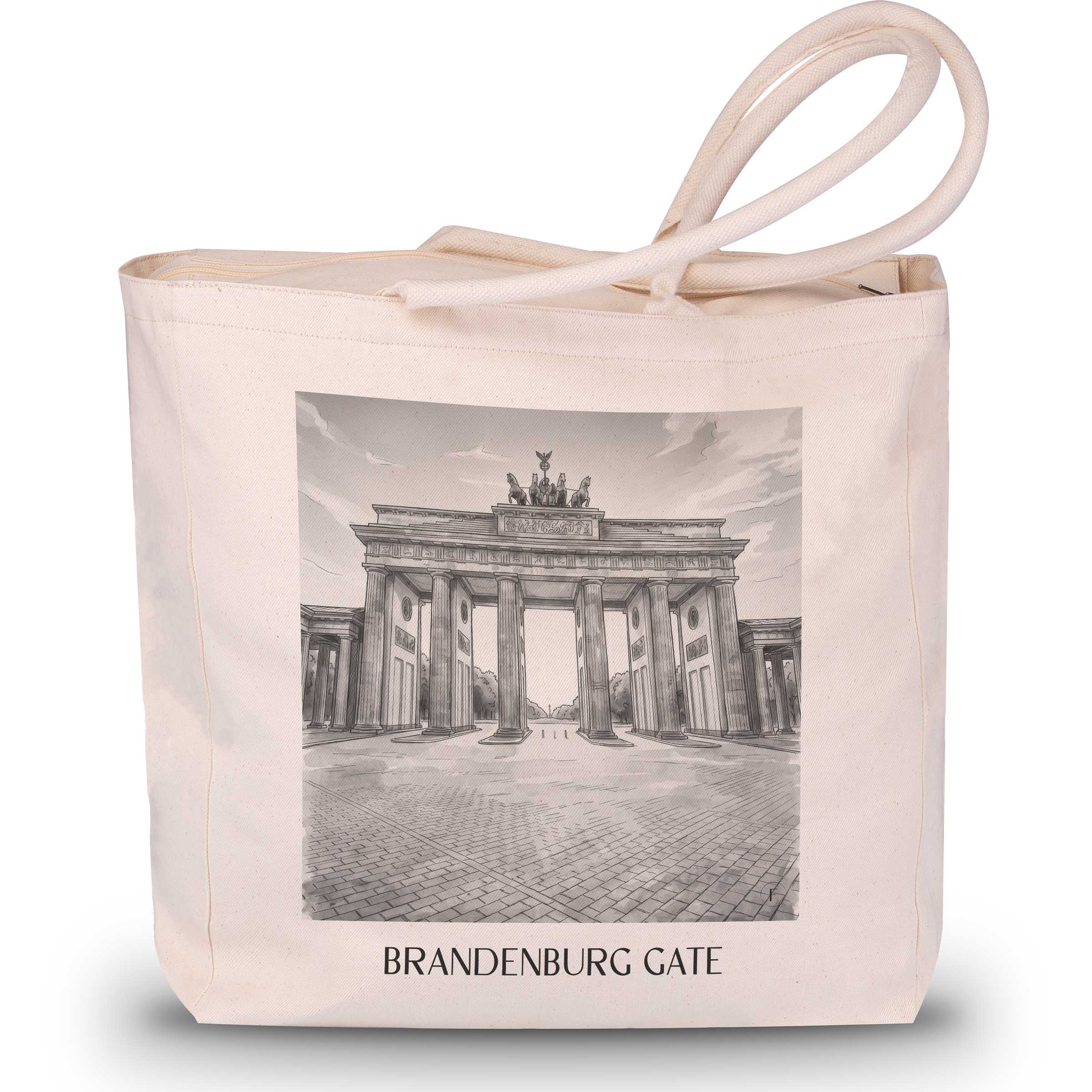 Brandenburger Tor Shopping Tasche - Berlin - Deutschland Tote Bag - Einkaufstasche im Aquarell Schwarz-Weiß Stil - favplace